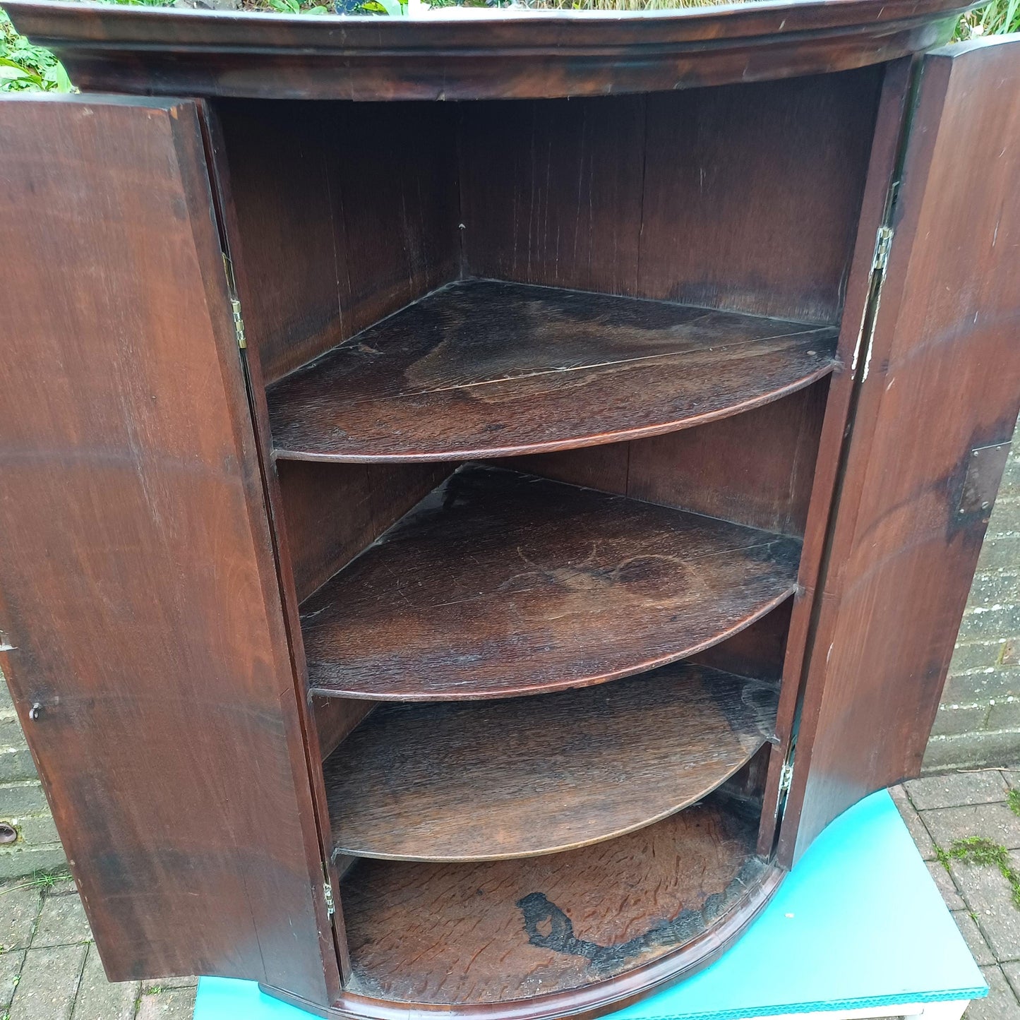 Vintage Early Victorian Mahogany Large Corner Cupboard Curved Front Superb Craftsmanship FREE HAND Delivery