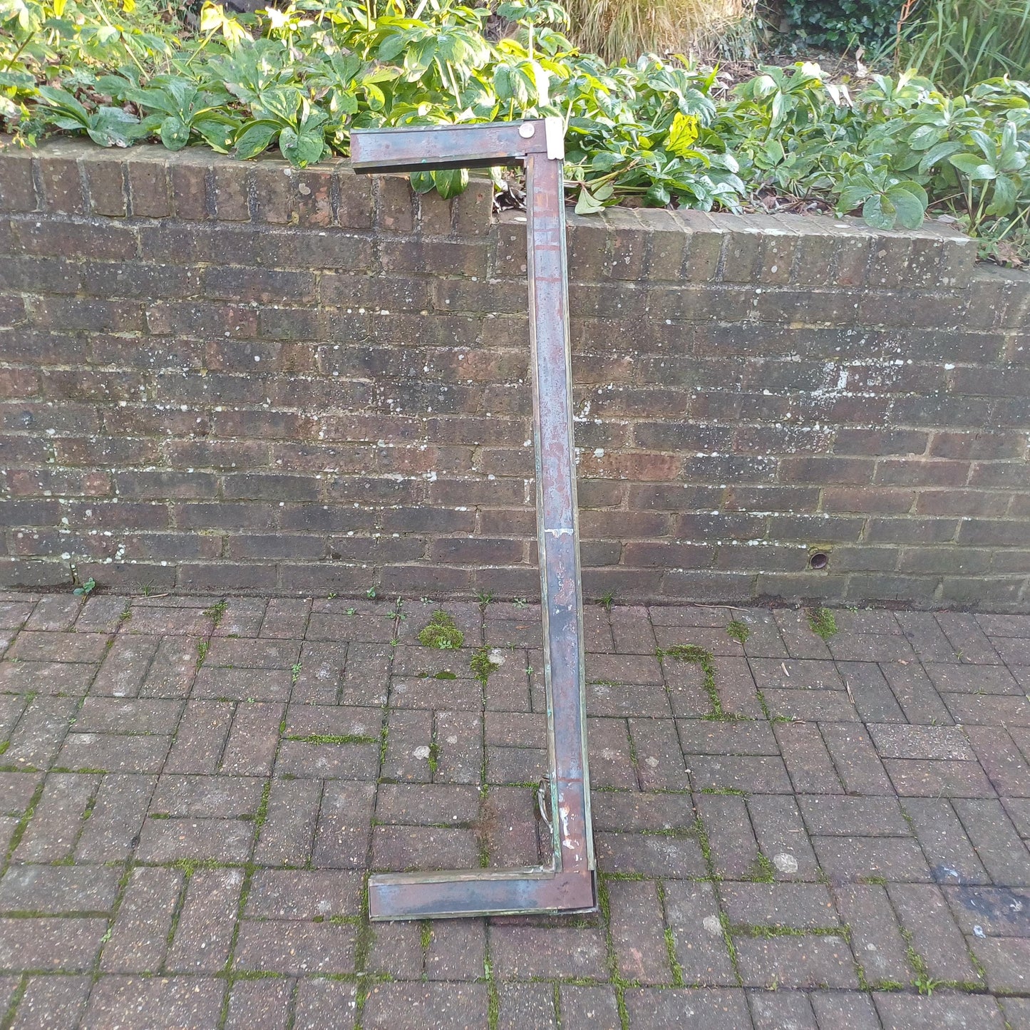 Large Vintage Brass Art Nouveau Fireplace Fender with Aged Gold Patina