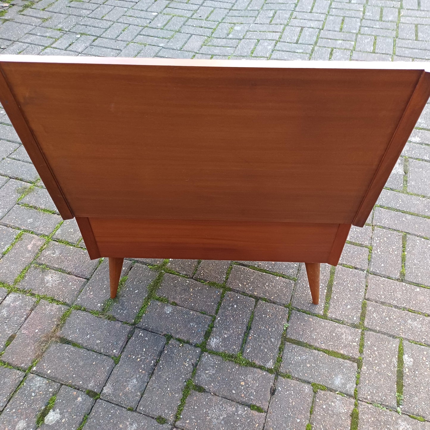 Large Retro Mid-Century Teak Workbox - 1960s Storage with Fitted Interior, Sliding Compartment Iconic Legs - Stylish & Versatile