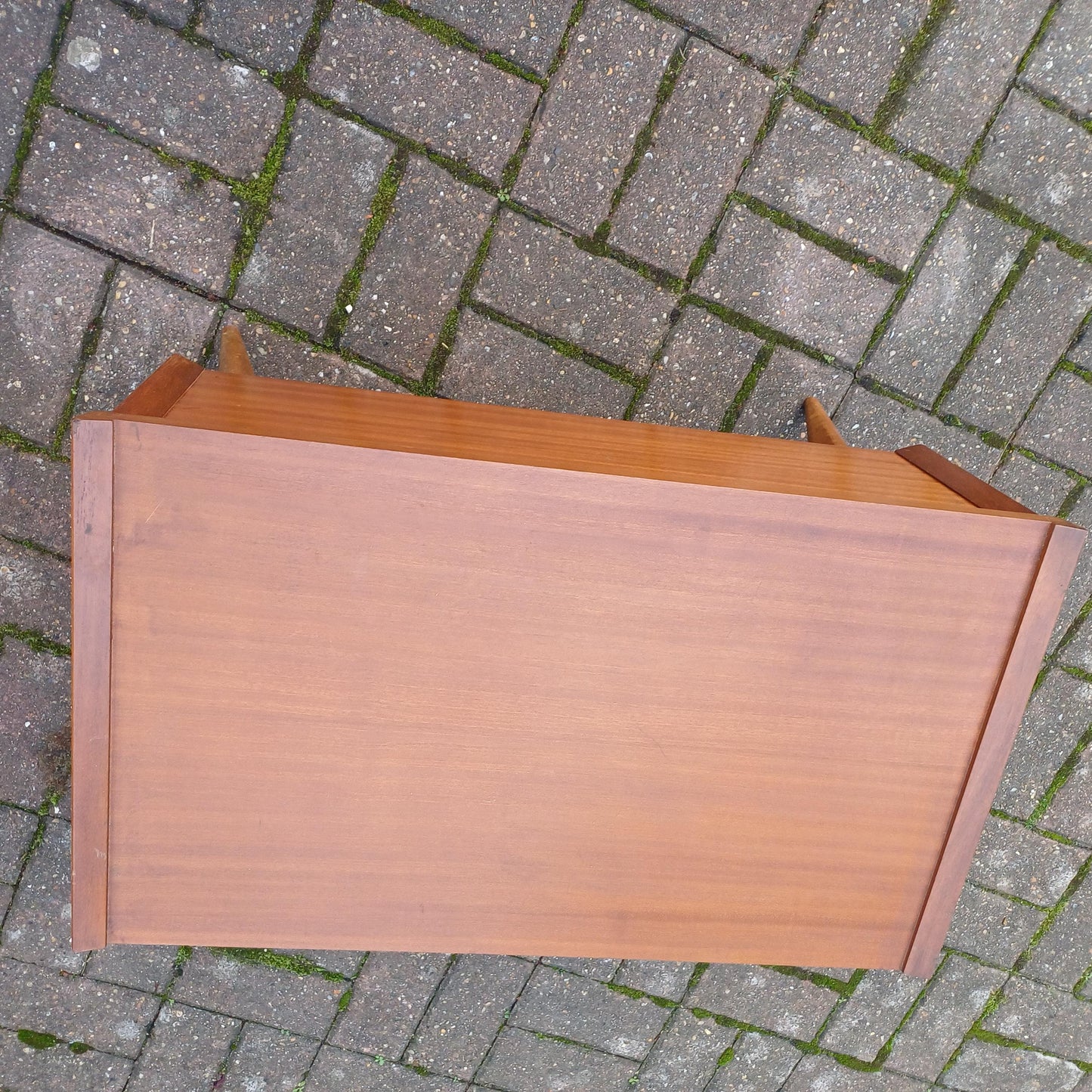 Large Retro Mid-Century Teak Workbox - 1960s Storage with Fitted Interior, Sliding Compartment Iconic Legs - Stylish & Versatile
