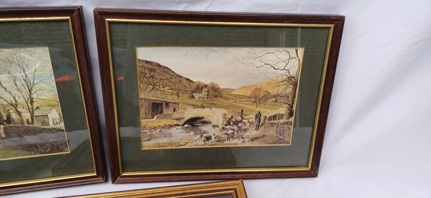 2 Sets of Vintage Pictures Picture Frames Framing Glazed Boarded Backings Frame Artist Northern Landscape and Tapestries. Photo Photograph