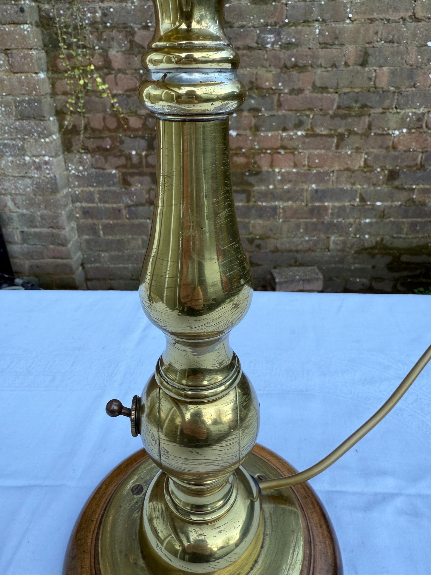 Unusual Retro Brass and Metal Tall Table Lamp - working condition, 47cm tall