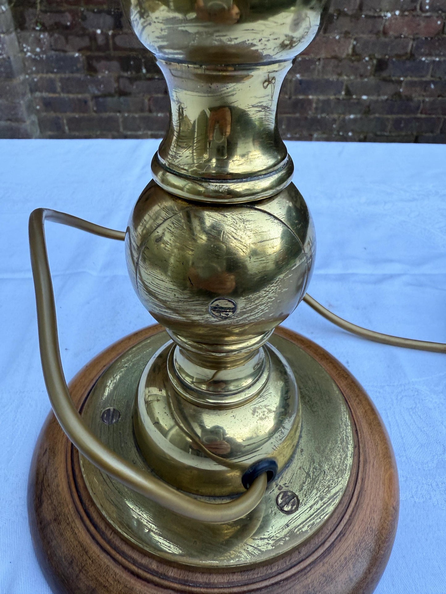 Unusual Retro Brass and Metal Tall Table Lamp - working condition, 47cm tall