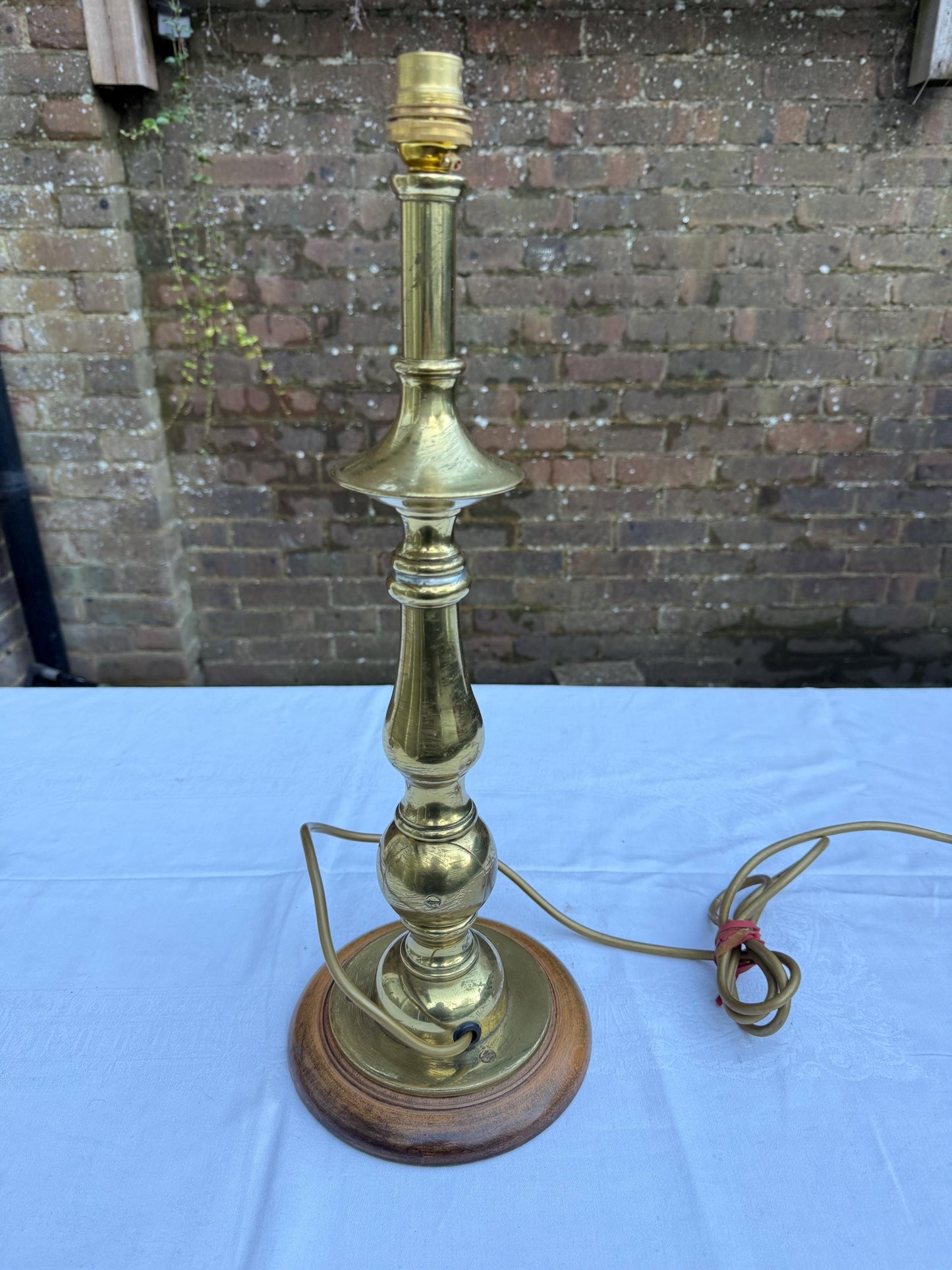 Unusual Retro Brass and Metal Tall Table Lamp - working condition, 47cm tall