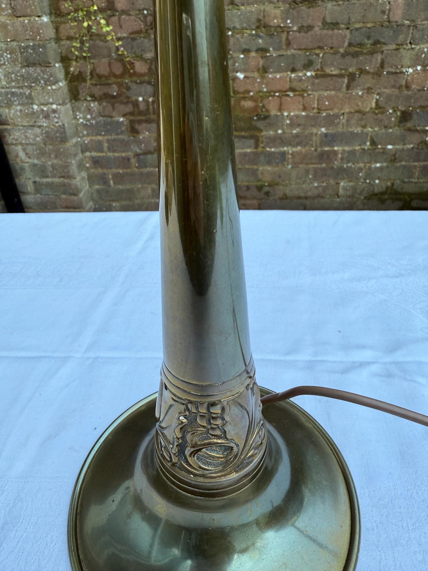 Art nouveau metal vintage table lamp - 49cm tall