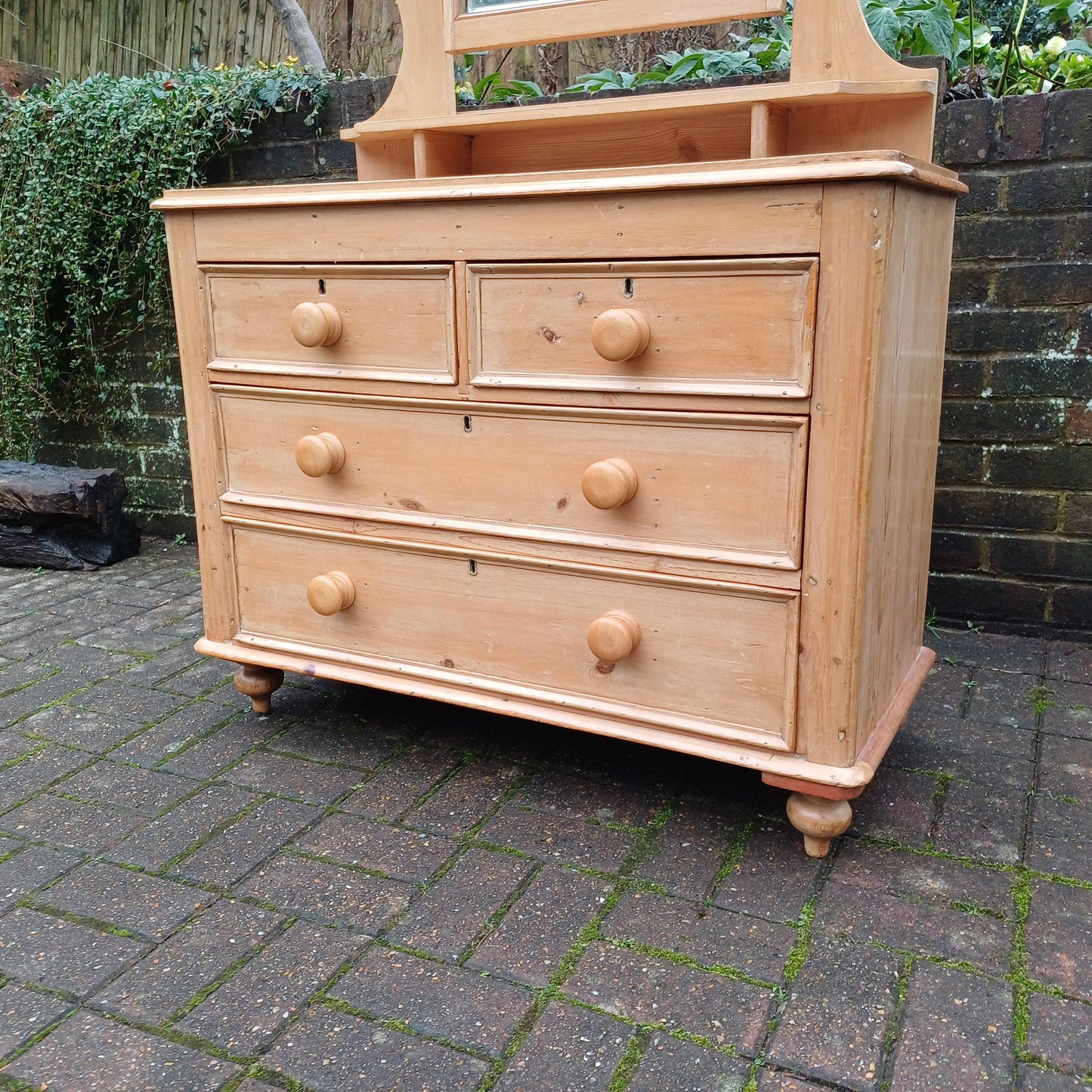 An Outstanding Victorian Stripped Pine Chest of Drawers Dressing Table Adjustable Mirror Tough Finish FREE HAND Delivery