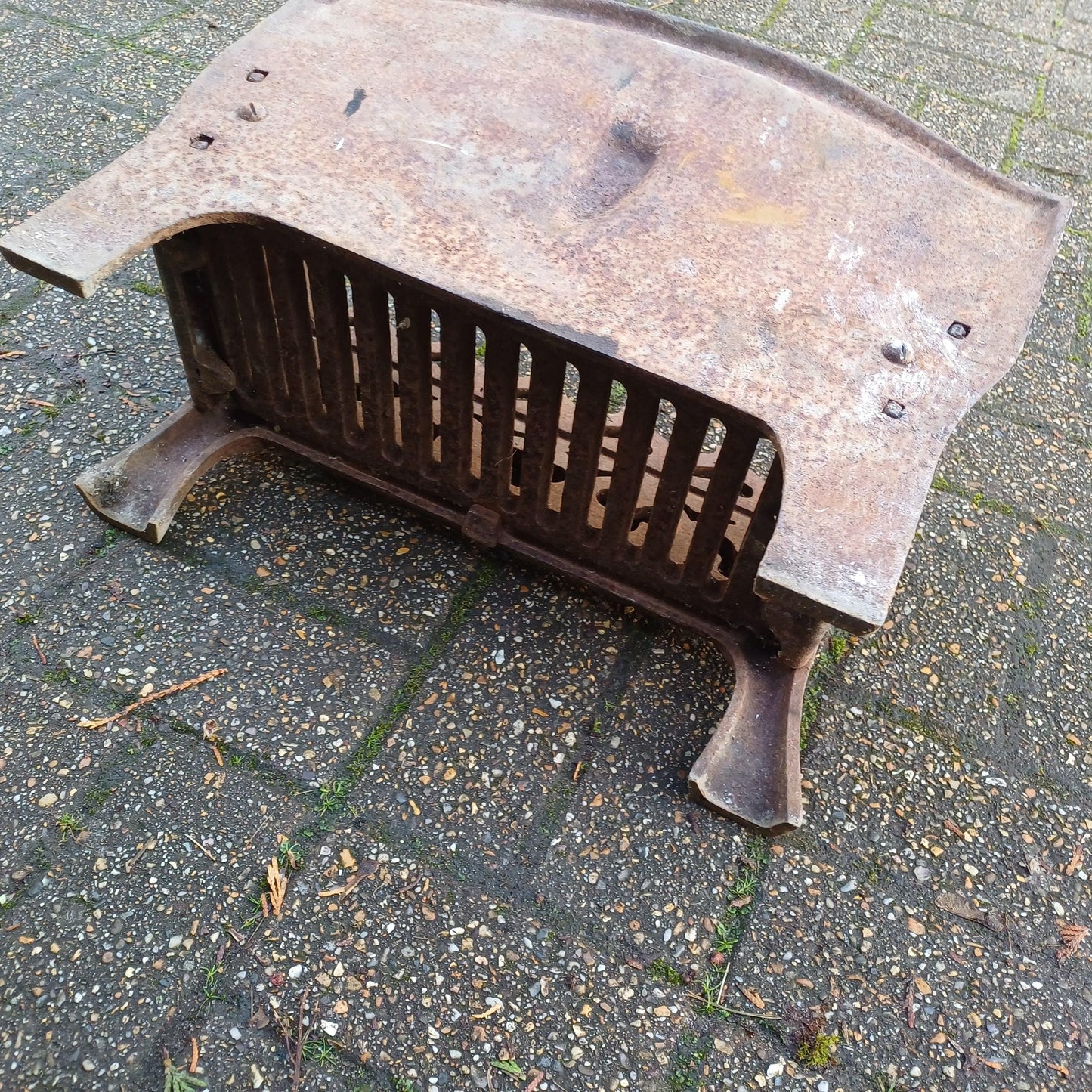 Heavy Iron Vintage Victorian Fireplace Basket Hearth Grate Classical Ornate Decoration