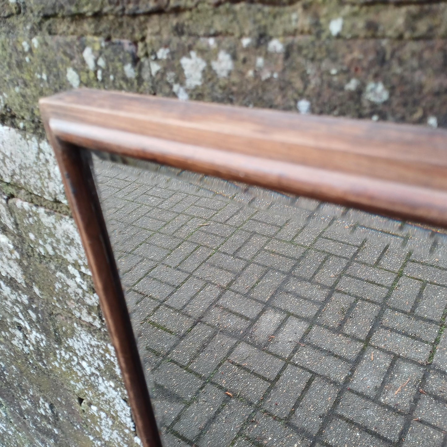 Vintage Antique Long Thin Mahogany Wall Mirror.