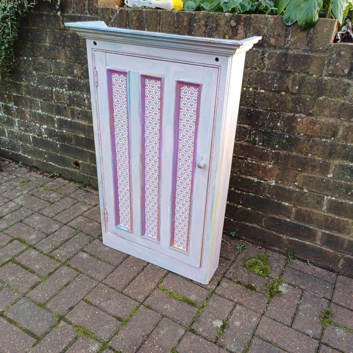 Victorian With Additions. a Very Unusual Vintage Painted Shabby Chic Wall Cupboard Mad Colours FREE HAND Delivery