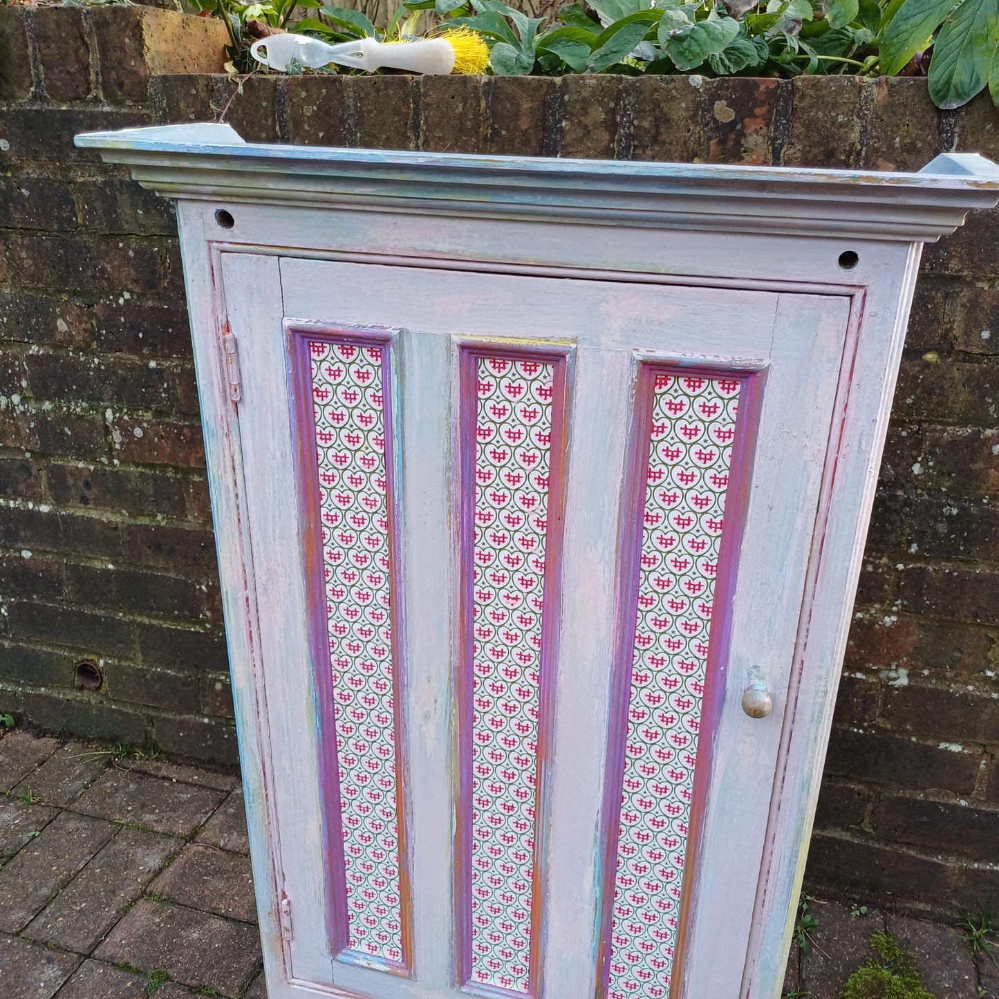 Victorian With Additions. a Very Unusual Vintage Painted Shabby Chic Wall Cupboard Mad Colours FREE HAND Delivery