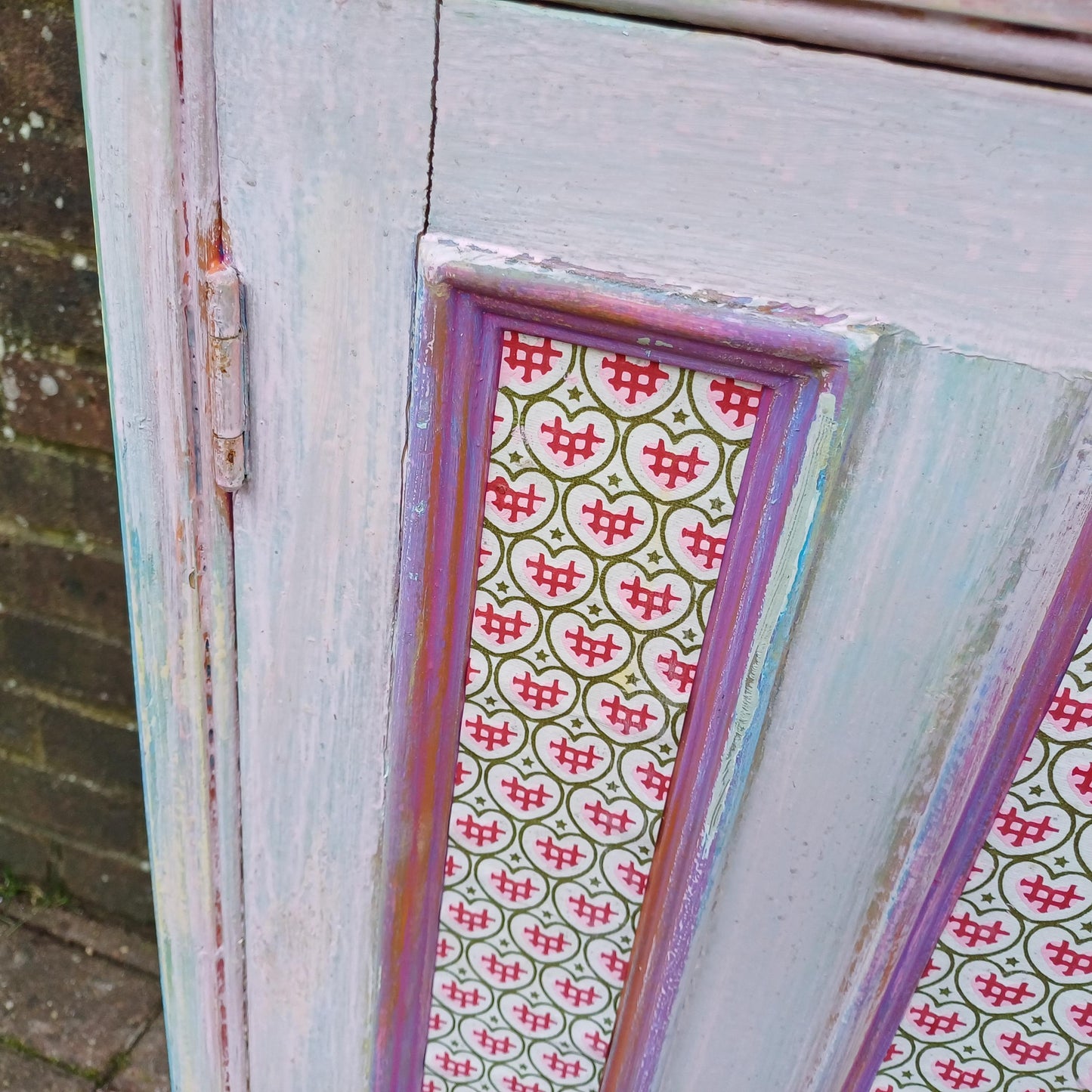 Victorian With Additions. a Very Unusual Vintage Painted Shabby Chic Wall Cupboard Mad Colours FREE HAND Delivery