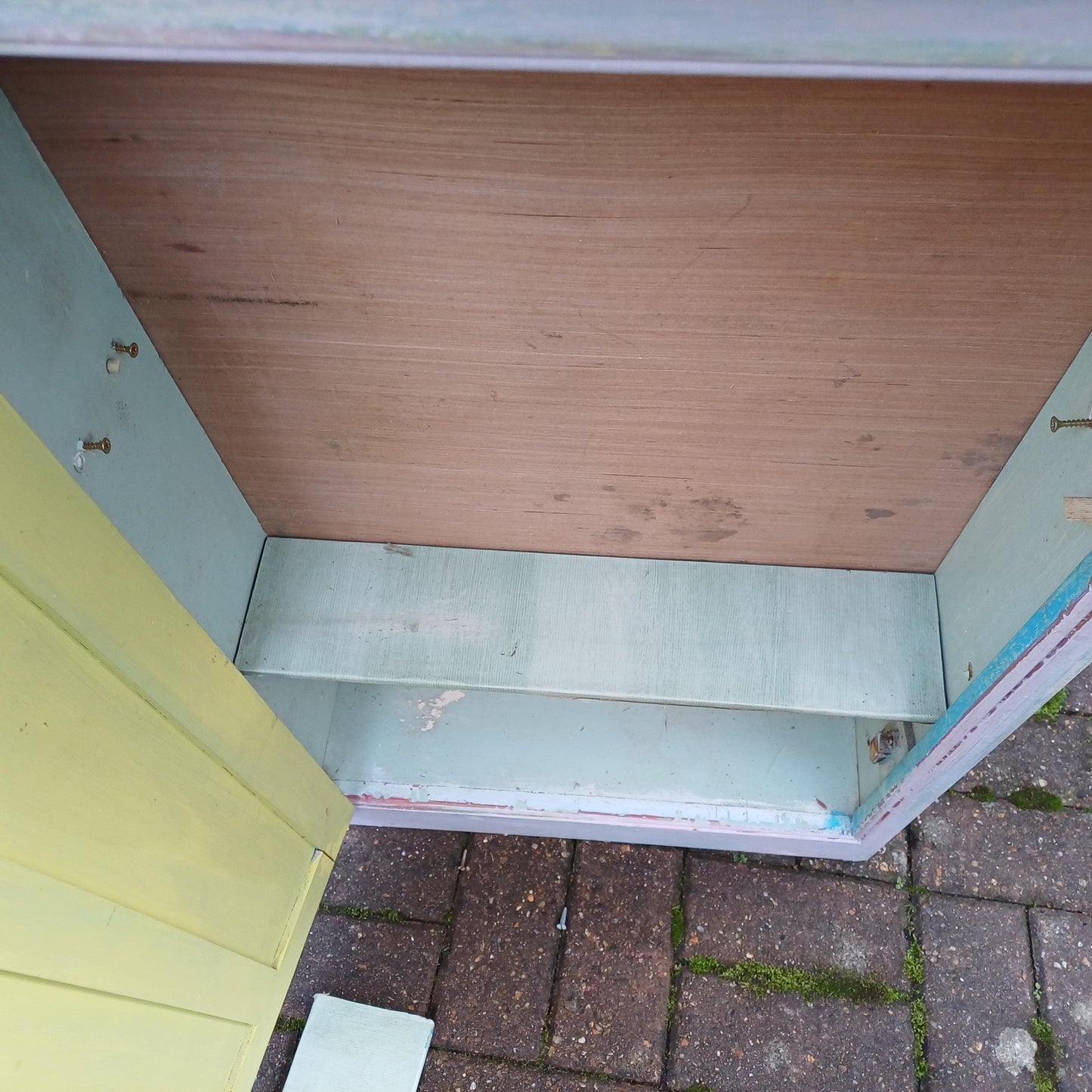 Victorian With Additions. a Very Unusual Vintage Painted Shabby Chic Wall Cupboard Mad Colours FREE HAND Delivery
