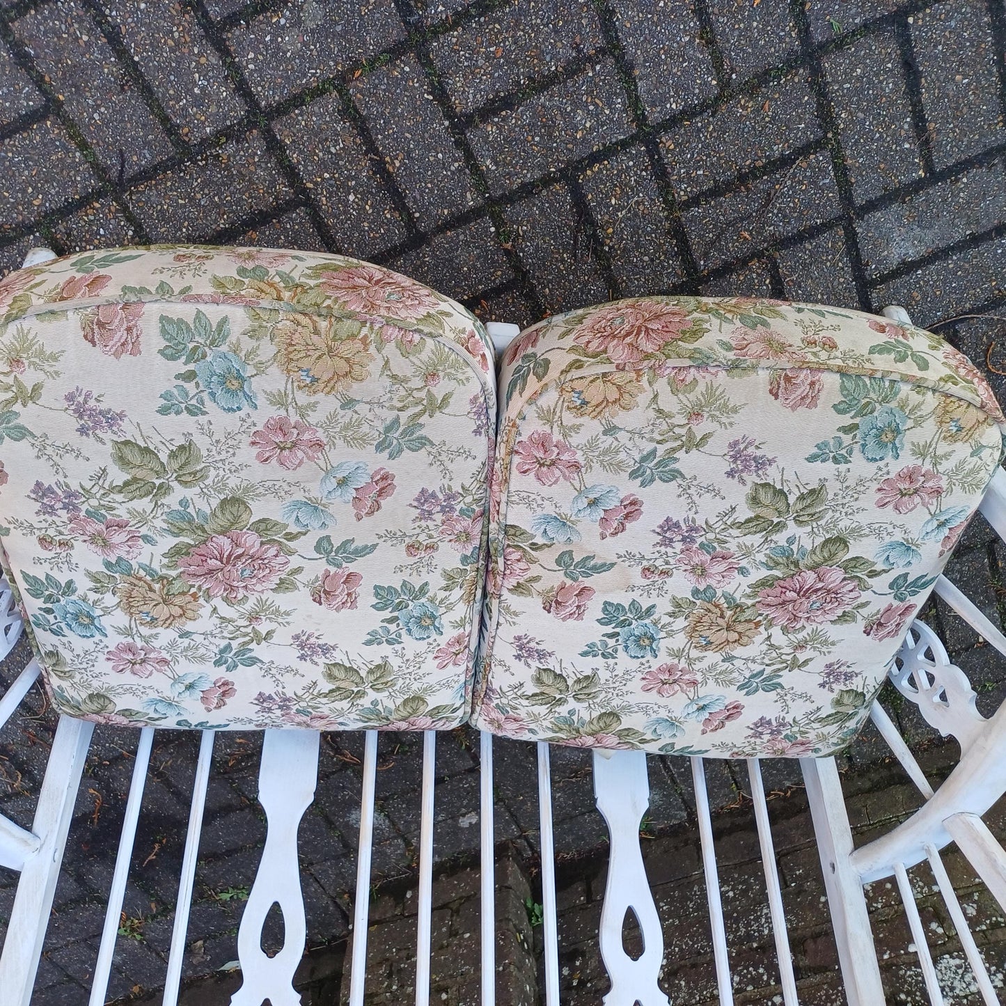 Vintage Upcycled Painted Couch Settee Double Armchair Carver Grey with Cushions FREE HAND Delivery