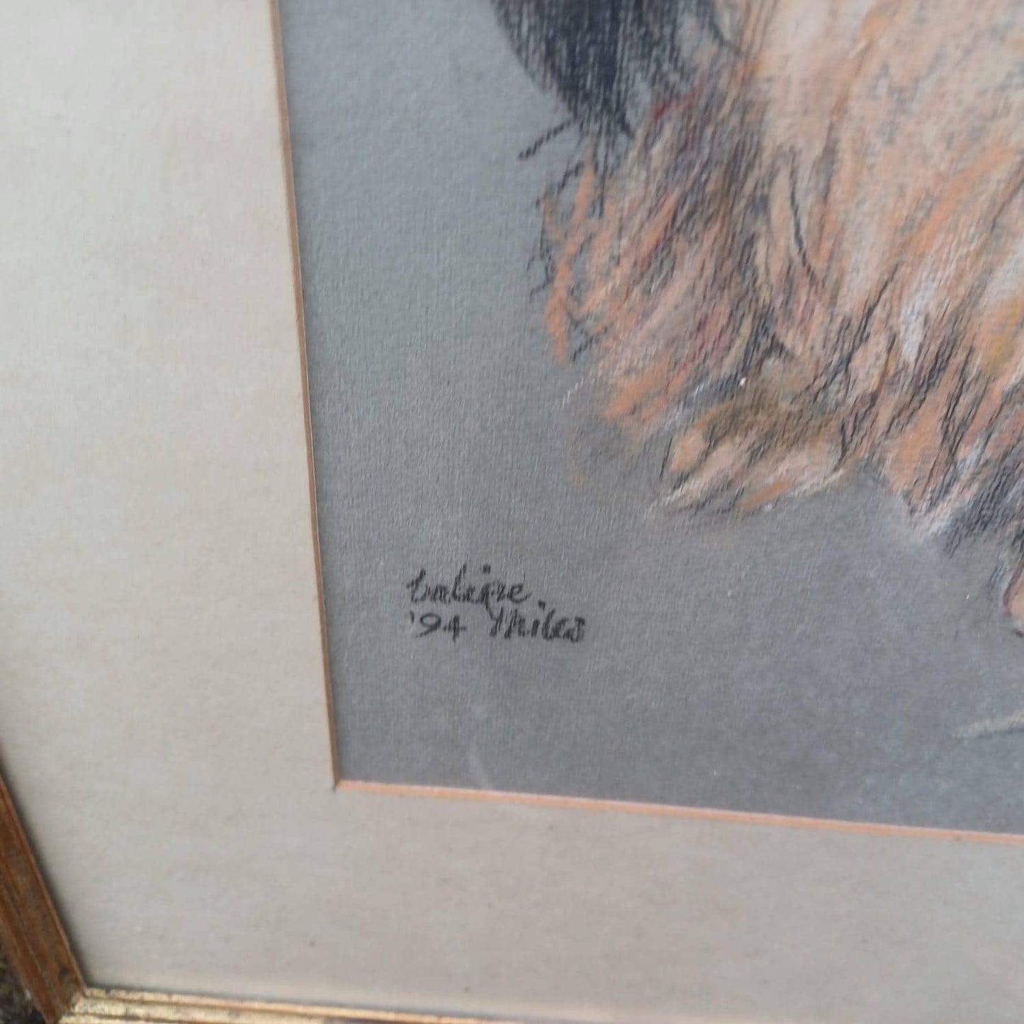 Large Original Pekinese Dog Pastel Picture of My Loyal Friend Glazed Glass Frame 1994, Dog Portrait, Tricki Woo