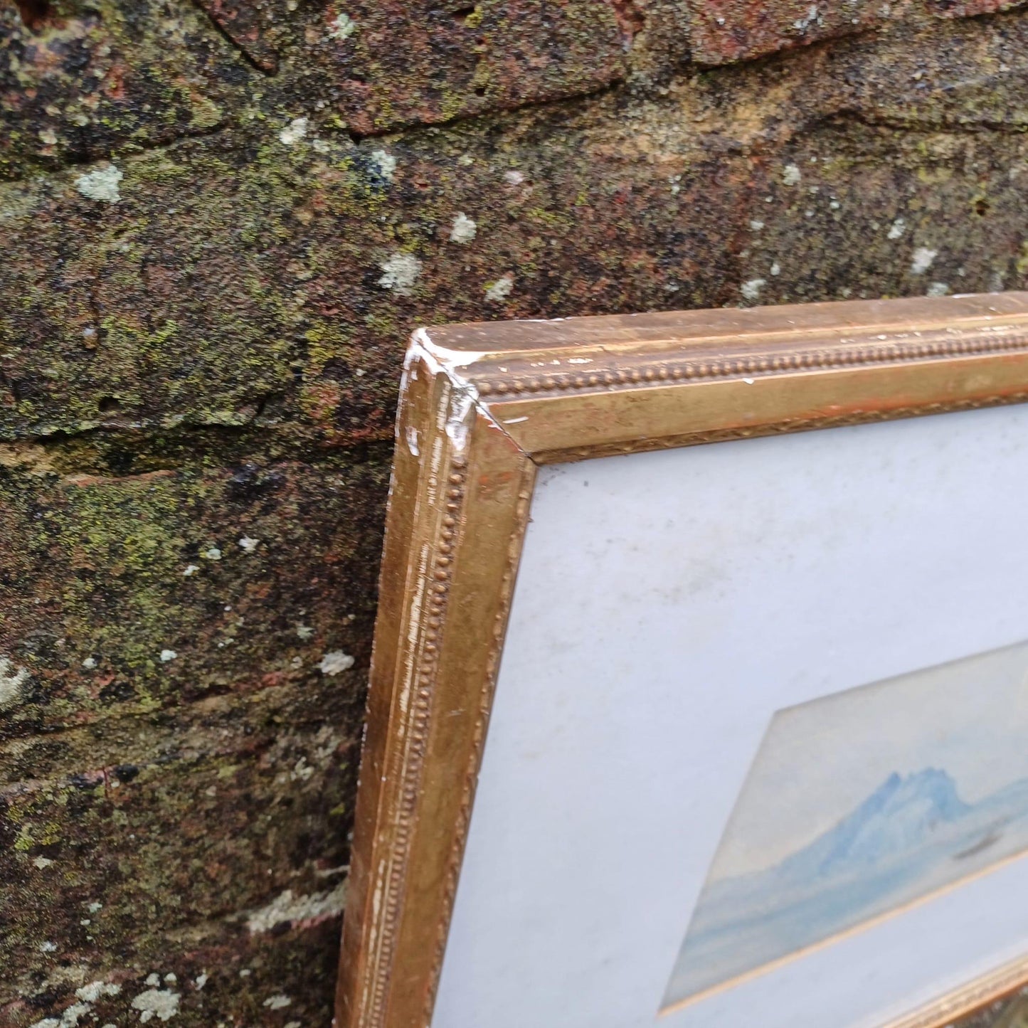 Mid-Century Gilt Vintage Frame with glass, and a vintage water colour painting (61cm x 44cm)
