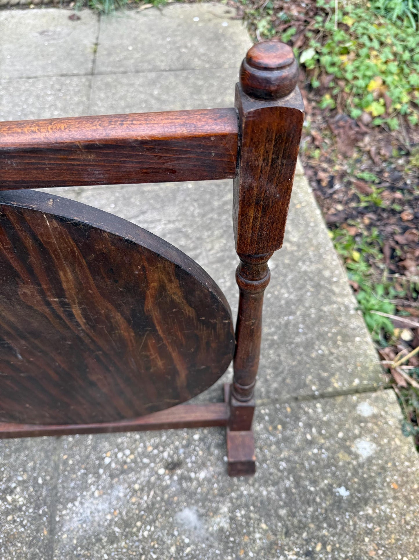 Mid century wooden frame, painted galleon fire screen - small wooden firescreen, fire guard 1900s