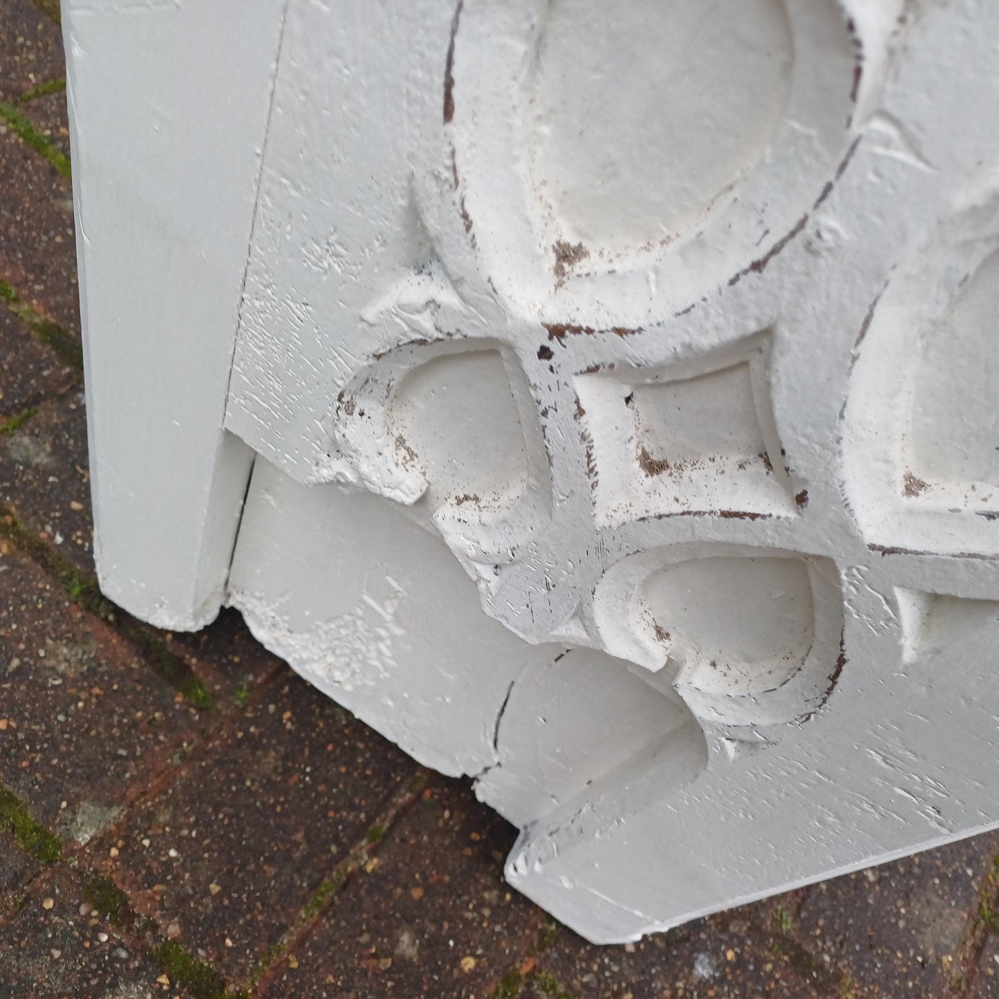 Superb Vintage Victorian Painted Rustic Pew Bench in Farrow and Ball White