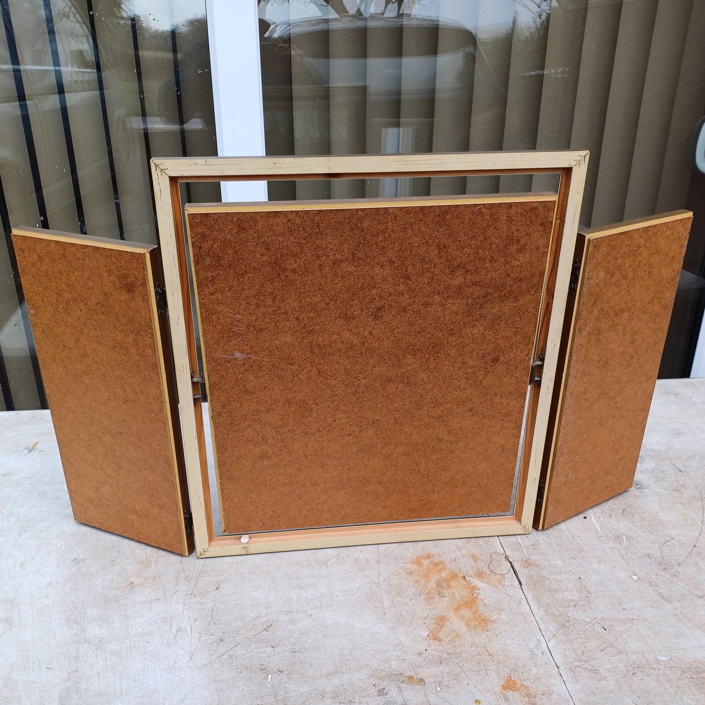 Vintage Retro Classic Gold Gilt 80s Adjustable Triple Mirror Silver Highlights