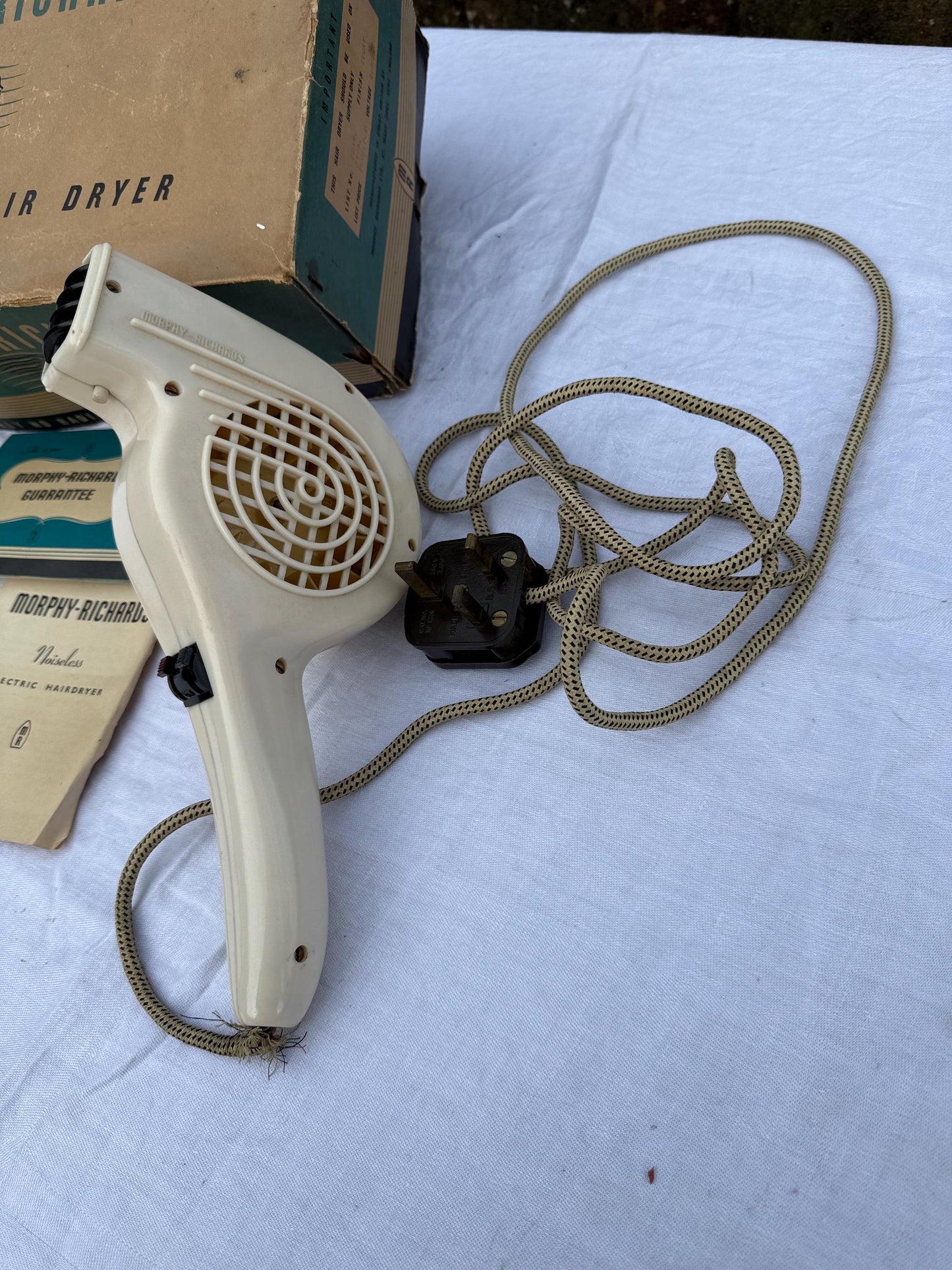 Vintage Hairdryer - Original 1950s Morphy Richards Noiseless HairDryer - in original box, with guarantee and sales receipt