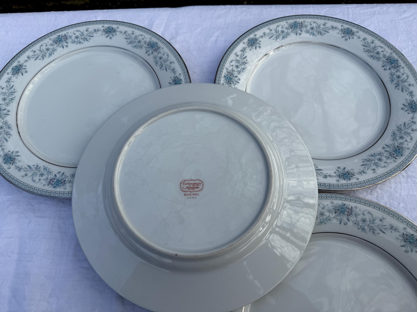 Large Noritake Quality Fine China ‘Blue Hill’ Blue and Silver Large Vintage Dinner Service. 39 Pieces