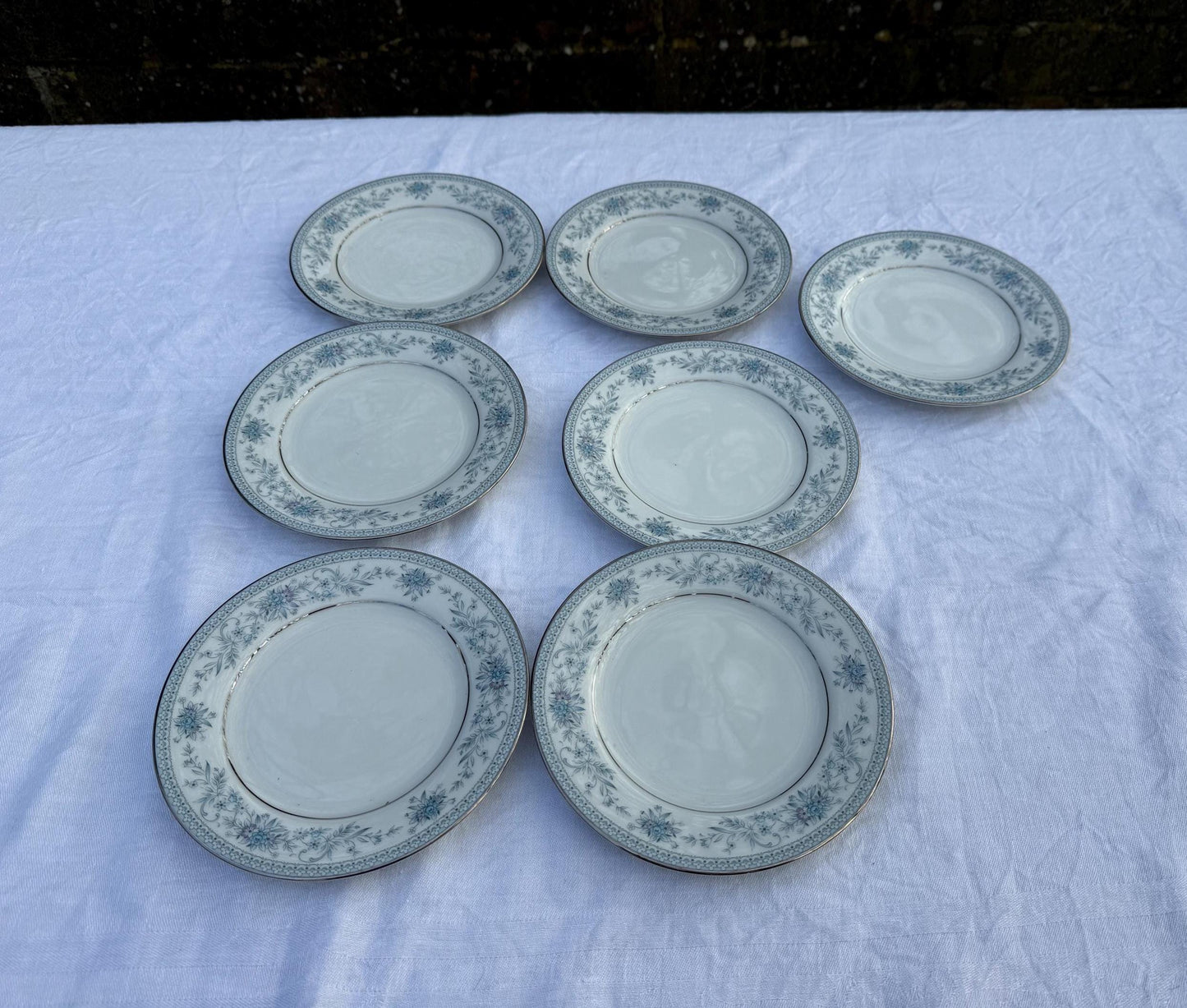 Large Noritake Quality Fine China ‘Blue Hill’ Blue and Silver Large Vintage Dinner Service. 39 Pieces