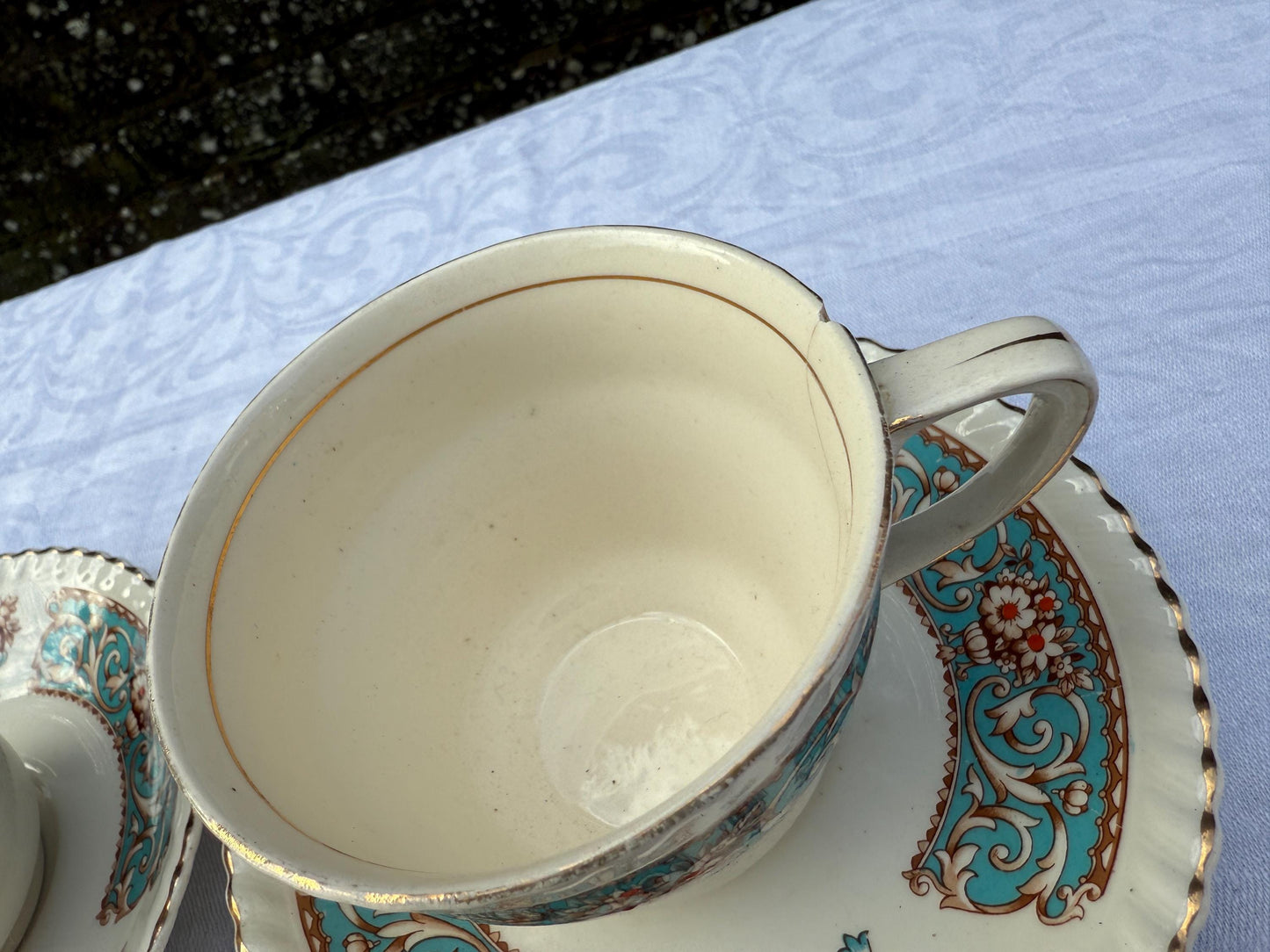 Vintage Tea Service by Johnson Bros, Old English China Floral, Cups Saucers Side Plates Milk Jug Bowl Cake Plate - super tea set 31 pieces