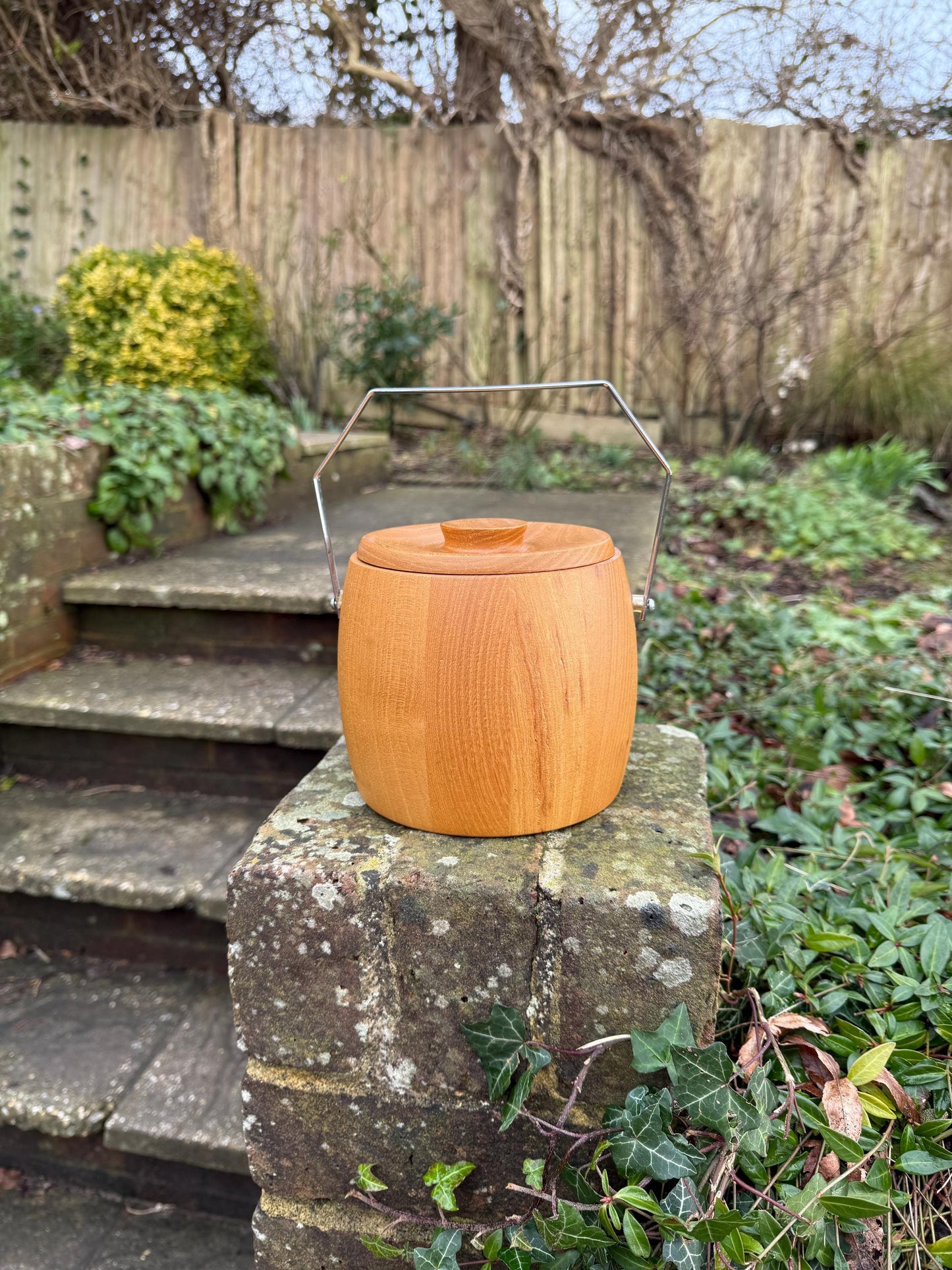 Retro mid-century - 1960s original wooden ice bucket - excellent condition, Fen ware, Made in England, bar ware, drinks