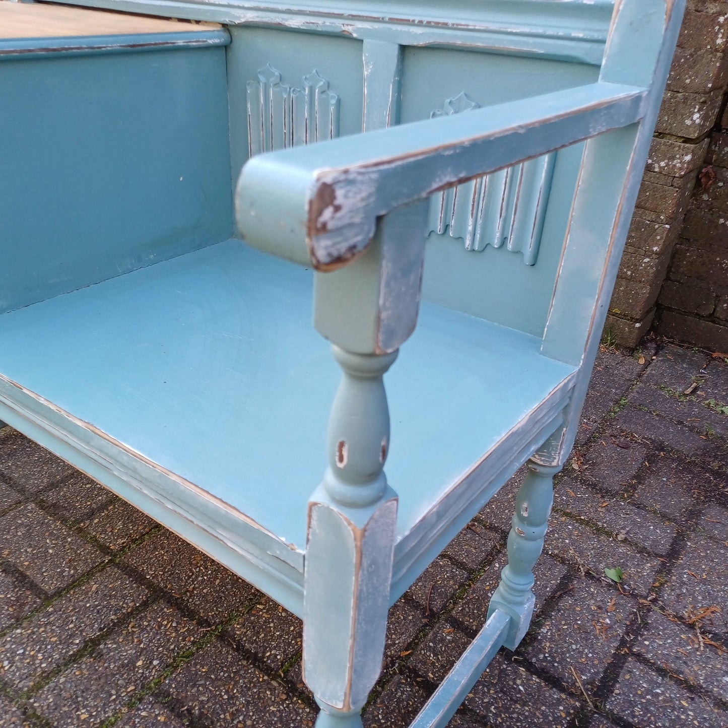 Beautiful Vintage Mid Century Telephone Bench Table Hand Painted Upcycled Stripped Top FREE HAND Delivery
