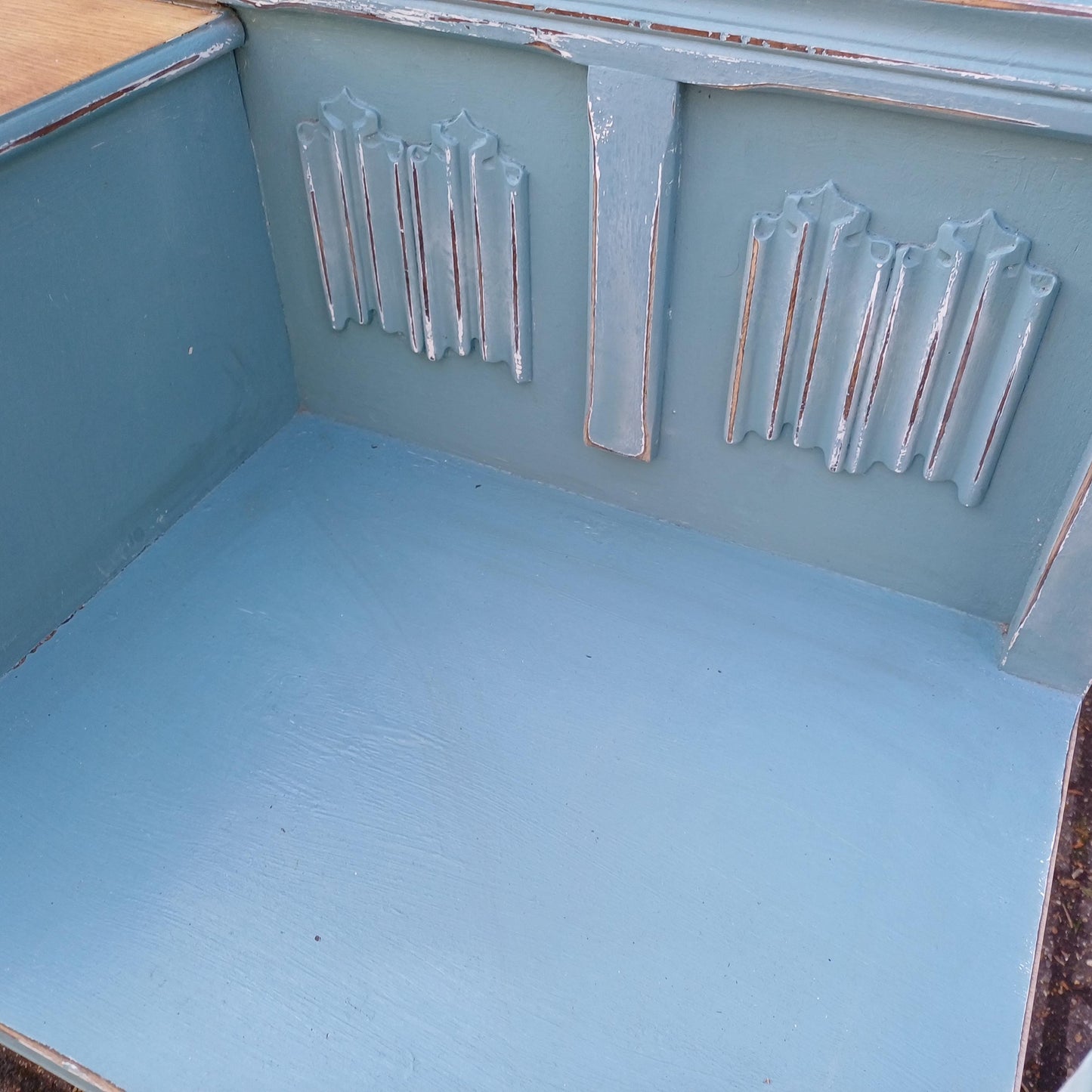 Beautiful Vintage Mid Century Telephone Bench Table Hand Painted Upcycled Stripped Top FREE HAND Delivery