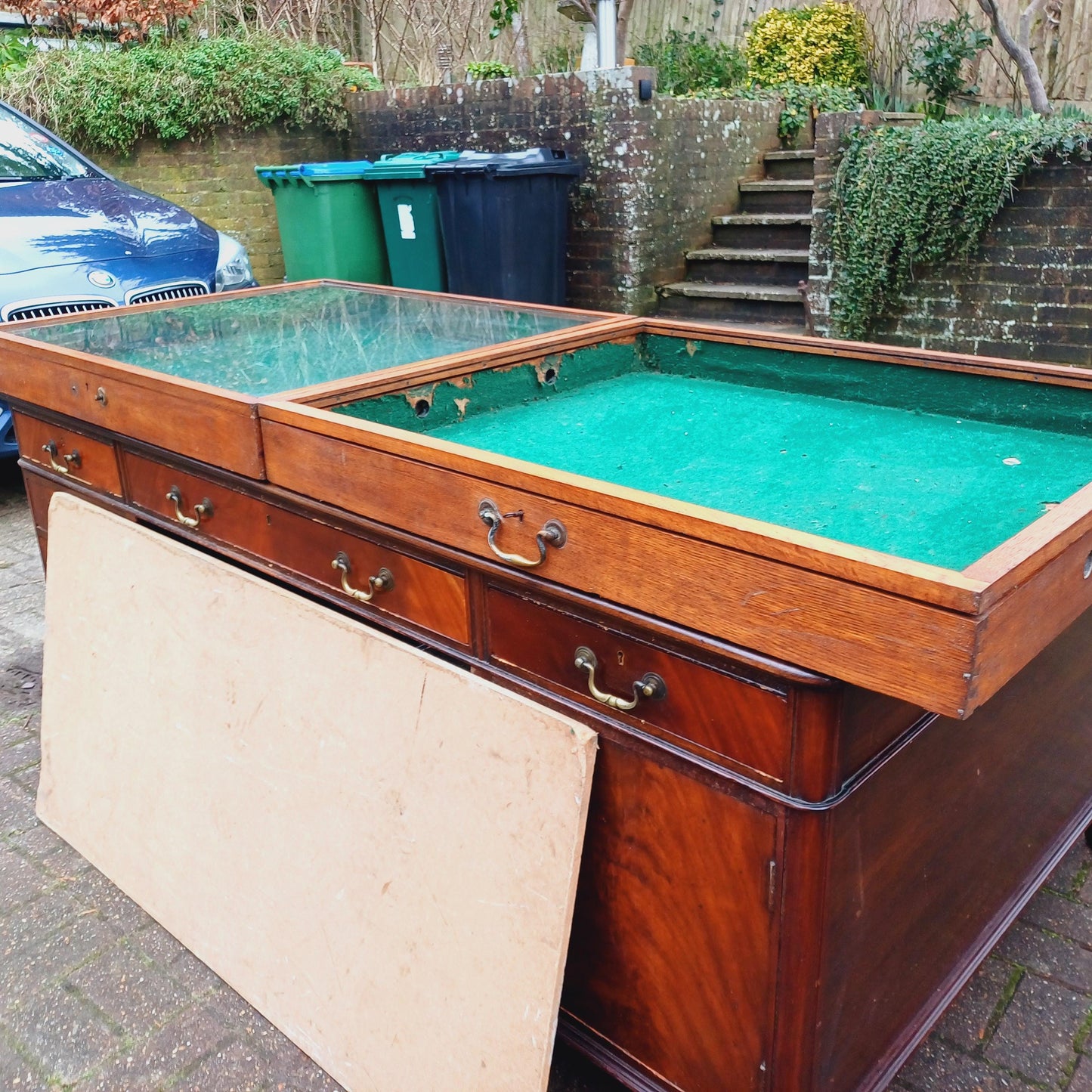Pair of Huge Vintage Late Victorian Oak Glazed Display Cabinets FREE HAND Delivery