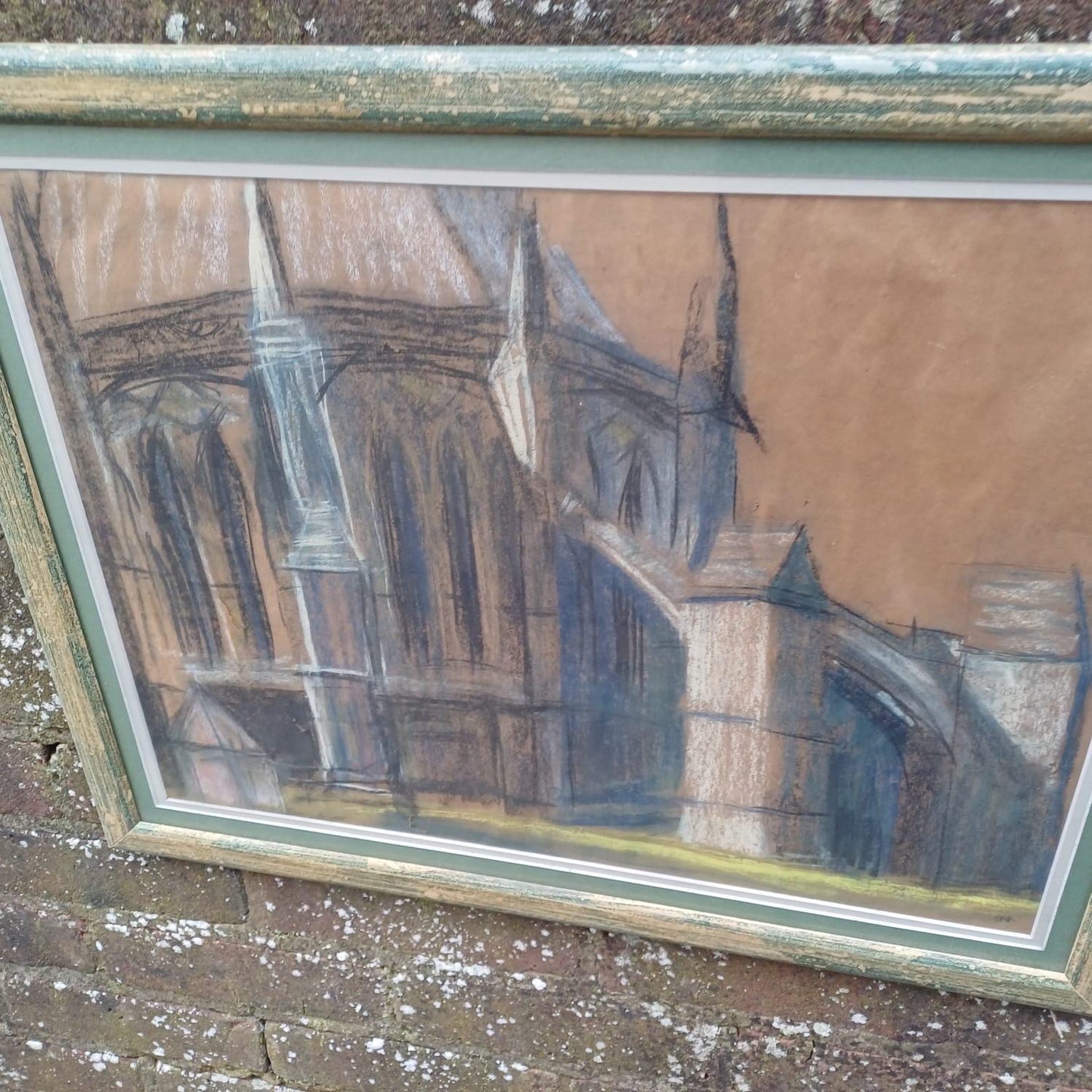 Vintge original Cathedral Pastel by Shirley Rothera (1936-2017) - British contemporary artist