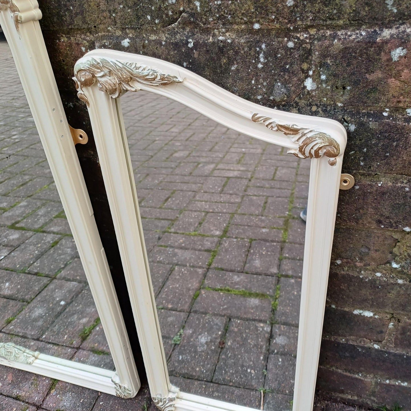Quirky Vintage Dressing Table Mirror Set Over Mantel – Adaptable Trio with Gold Highlights (1970s/80s) FREE HAND Delivery