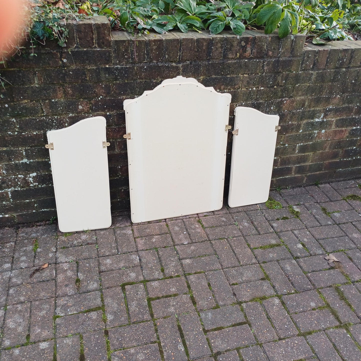 Quirky Vintage Dressing Table Mirror Set Over Mantel – Adaptable Trio with Gold Highlights (1970s/80s) FREE HAND Delivery