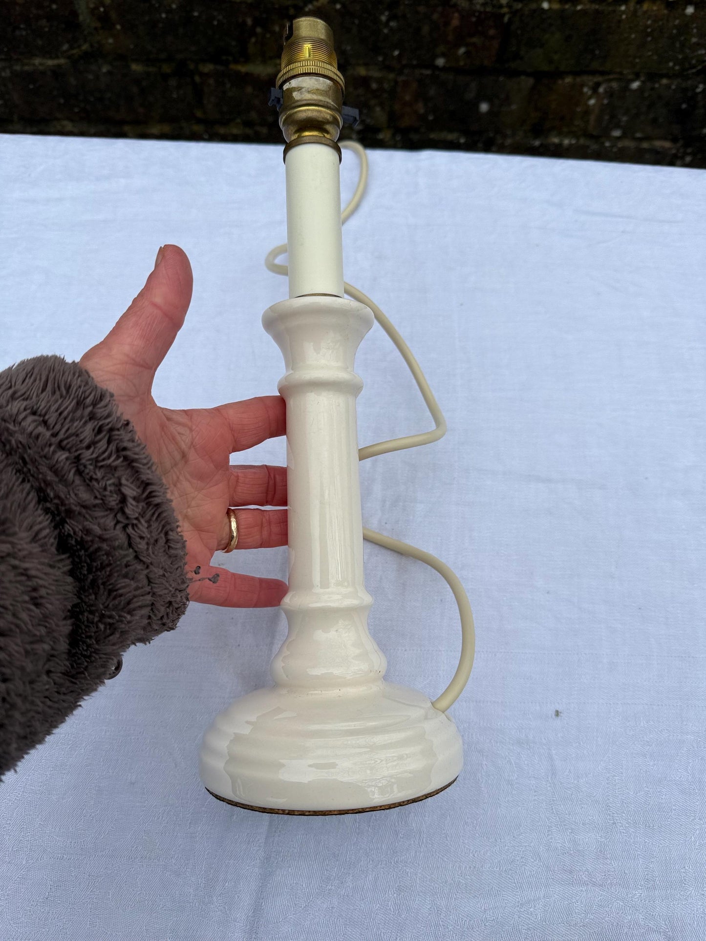 Vintage M&S Cream Candlestick Table Lamp - Marks and Spencer lamp, PAT tested