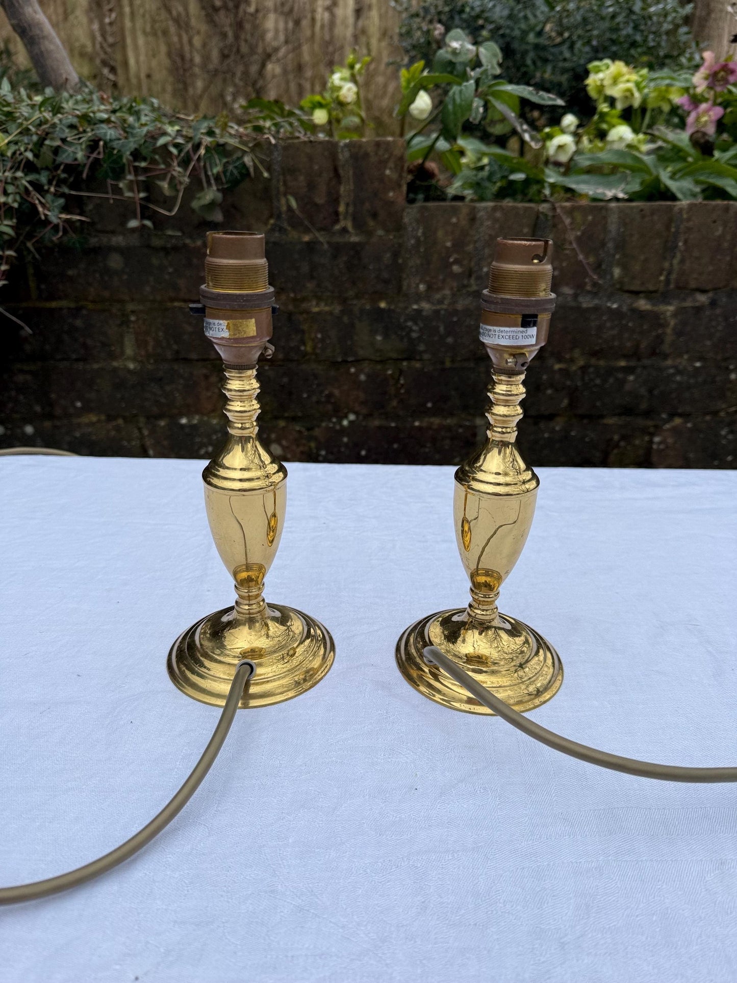 Superb Solid Brass small vintage table lamps, 1970s/80s, matching pair, bedside lamps, working and PAT tested