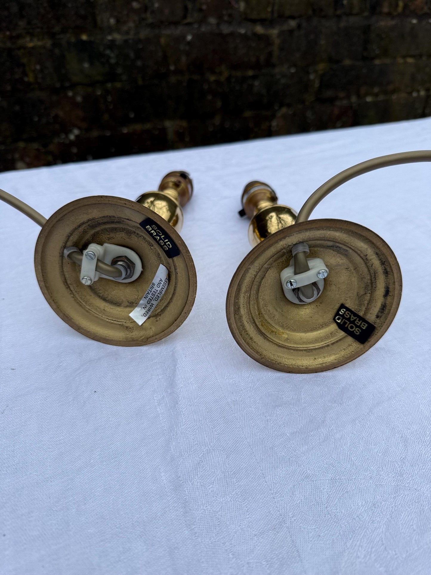 Superb Solid Brass small vintage table lamps, 1970s/80s, matching pair, bedside lamps, working and PAT tested