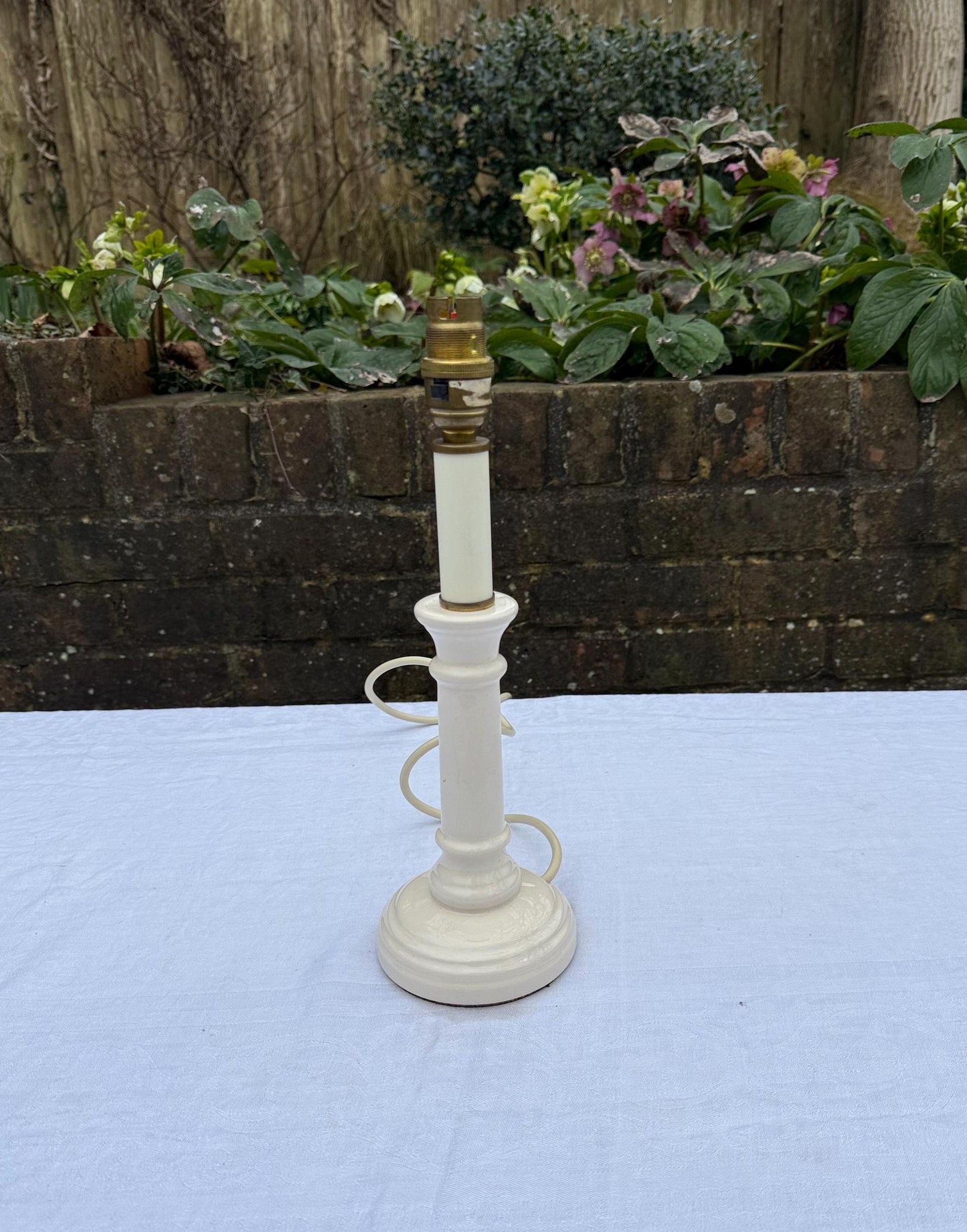 marks and spencer vintage table lamp. PAt tested. cream candlestick table lamp