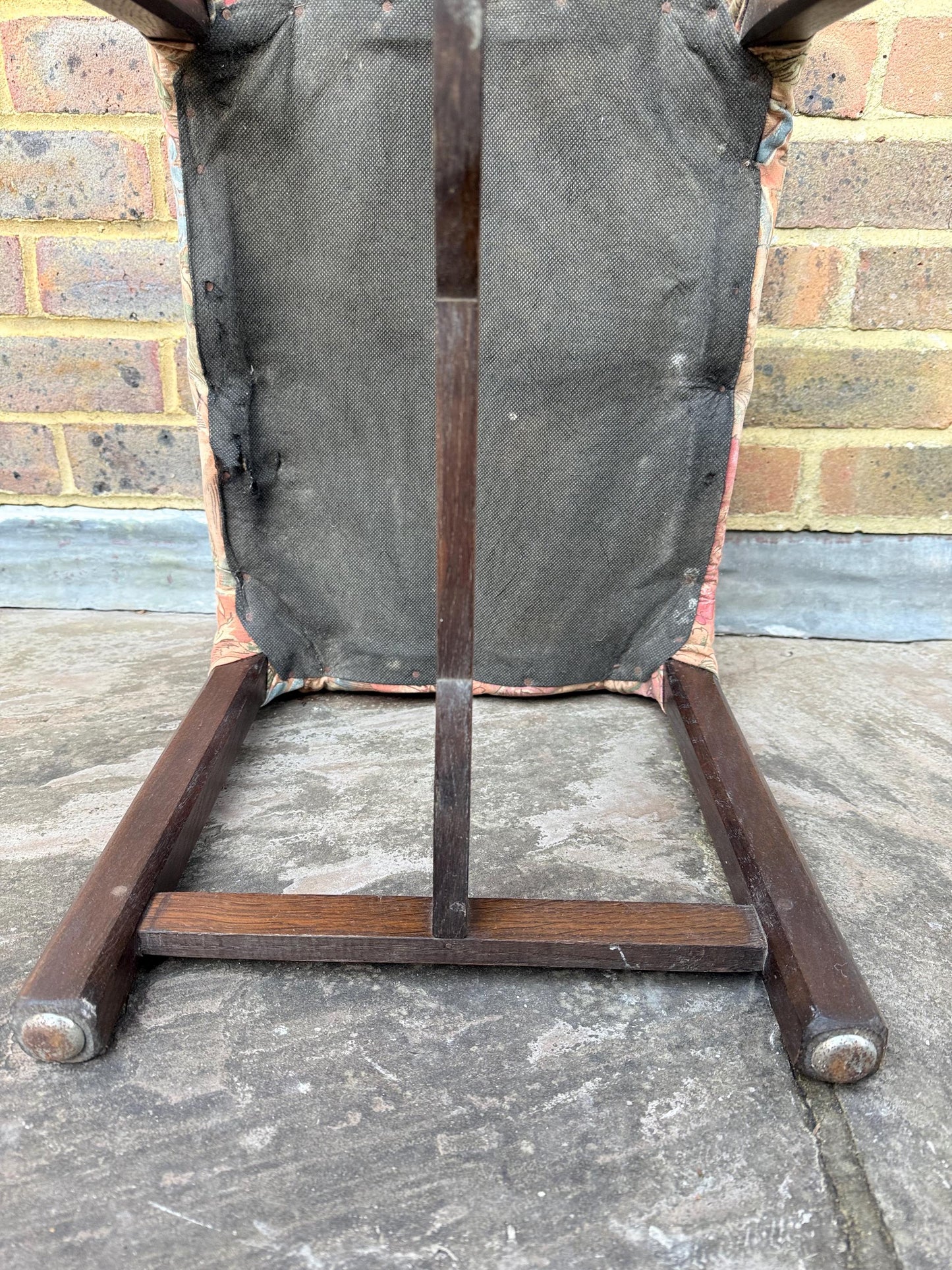Mid-century wooden stool with a 1980s fabric seat, retro stool, 1950s stool, wooden stool, wood stool, upholstered stool