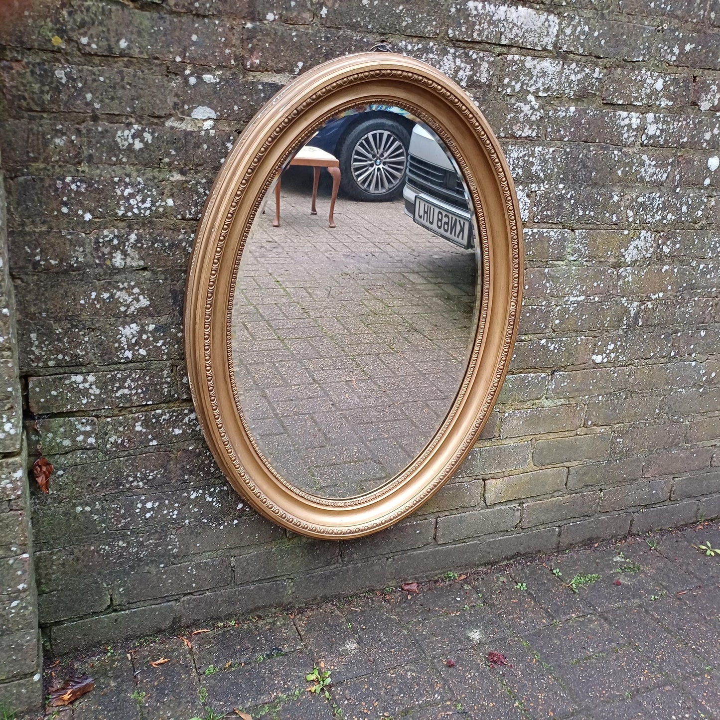 Huge Imposing Gold Gilt Vintage Late Victorian Oval Mirror FREE HAND Delivery.