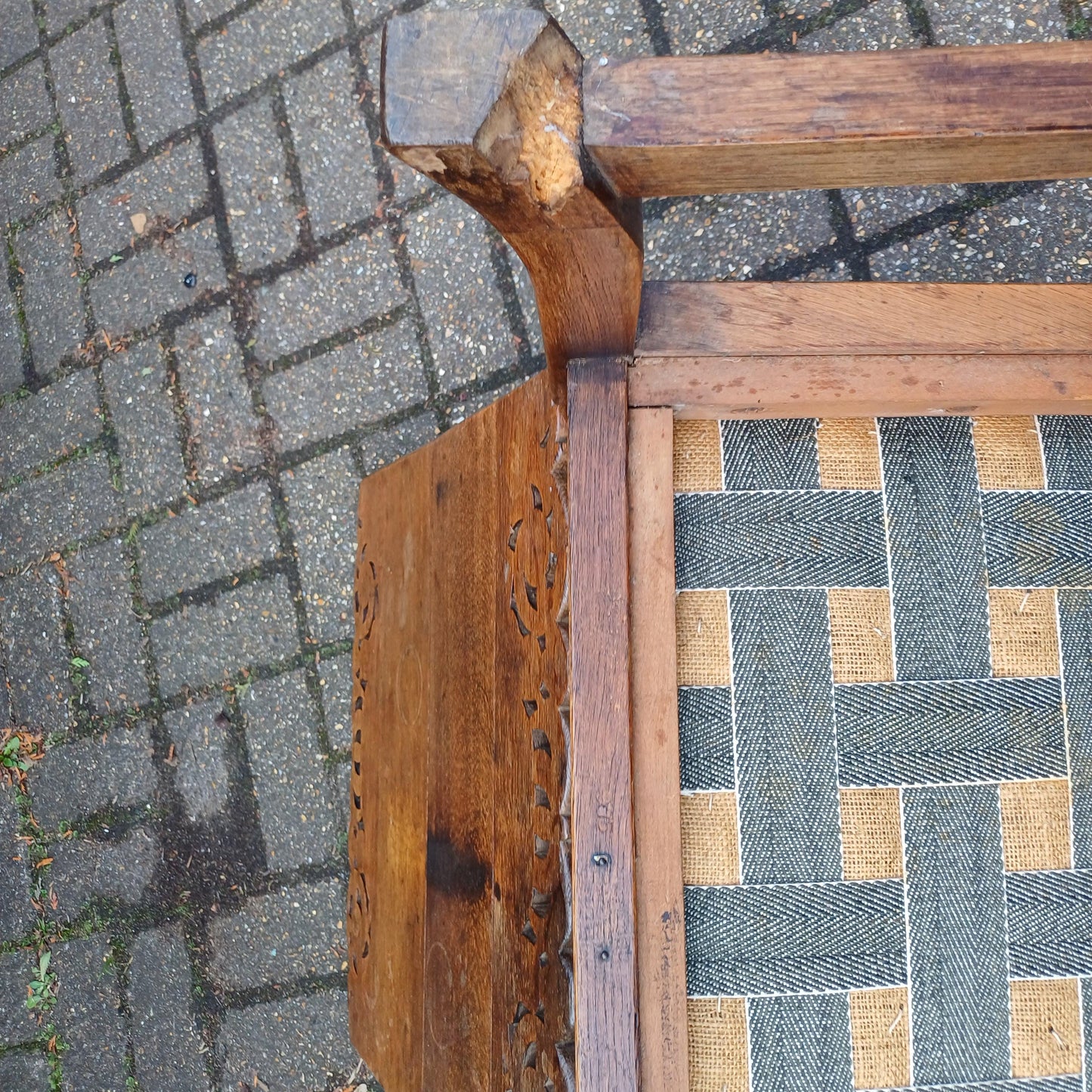 Pair of Solid Oak Monks Bench Upholstered Occasional Chairs Tables Side Chair Table FREE HAND Delivery