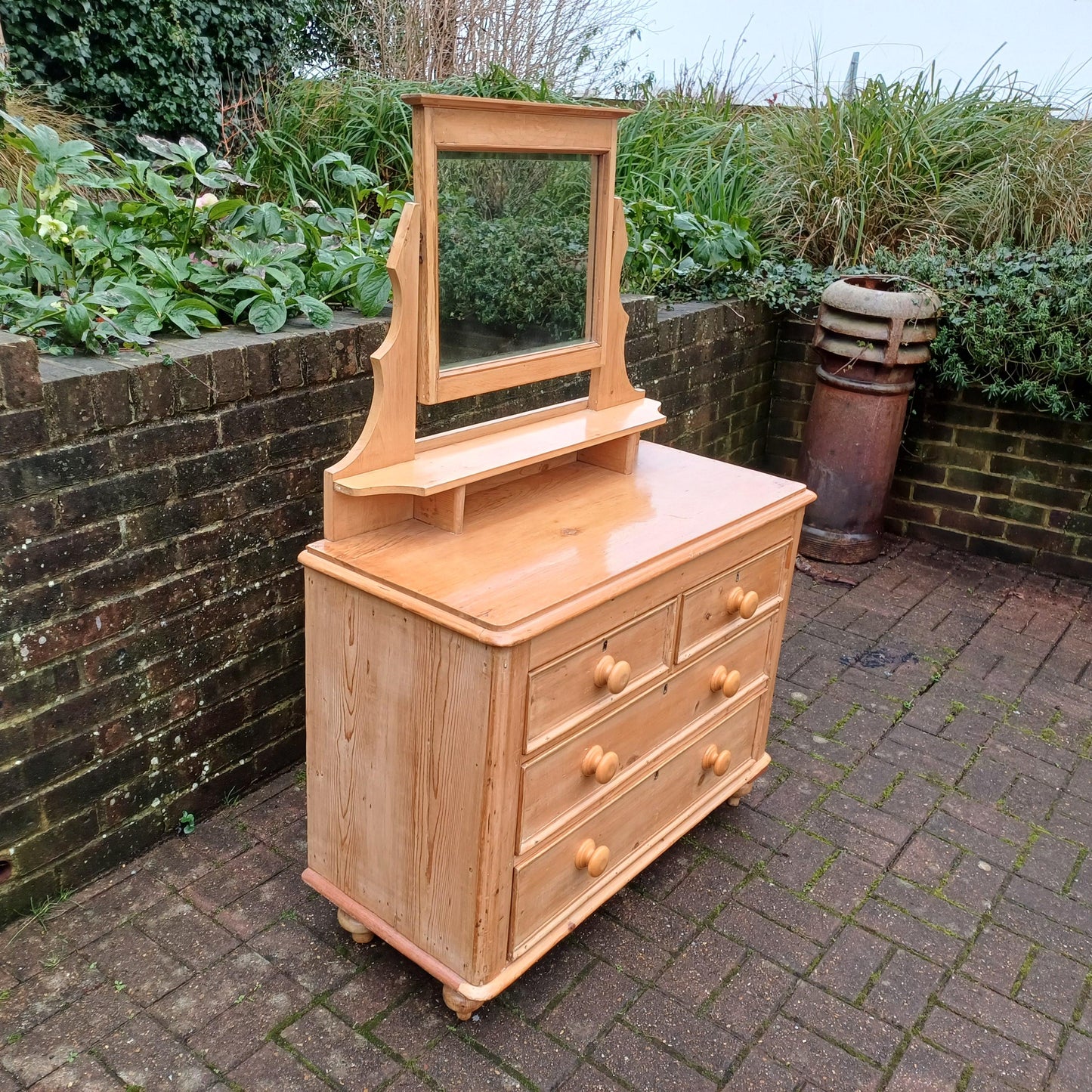An Outstanding Victorian Stripped Pine Chest of Drawers Dressing Table Adjustable Mirror Tough Finish FREE HAND Delivery