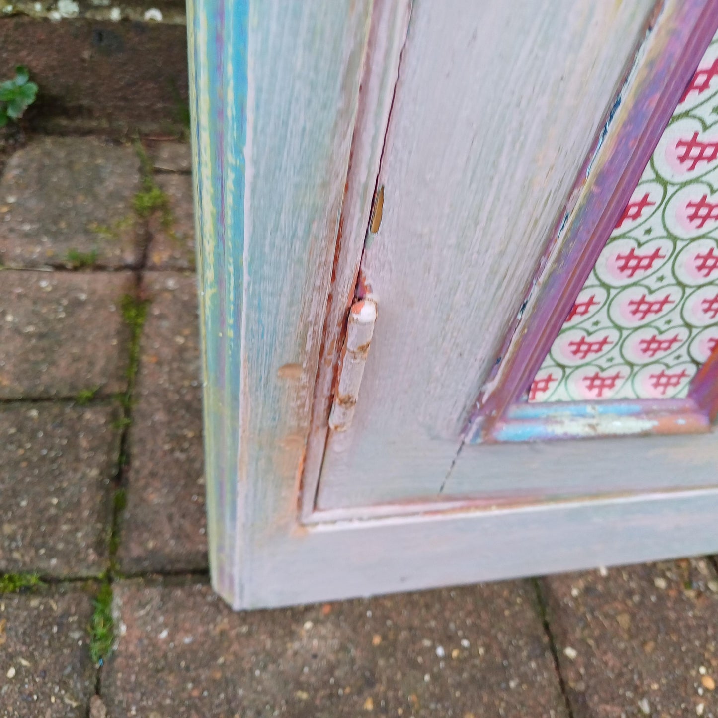 Victorian With Additions. a Very Unusual Vintage Painted Shabby Chic Wall Cupboard Mad Colours FREE HAND Delivery