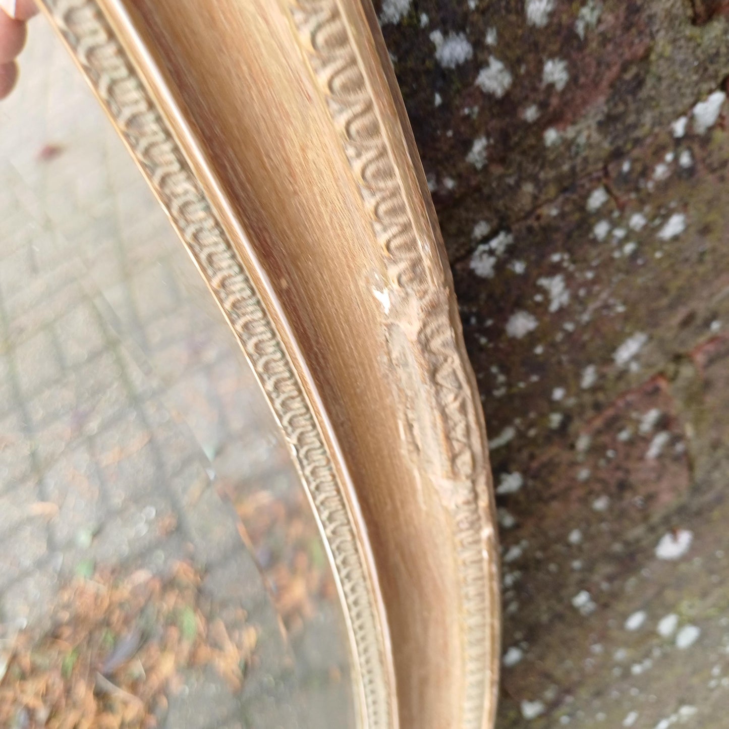 Bespoke Superior Vintage Oval Gold Gilt Antique Mirror – Aged, Worn Effect with Original Thick Bevelled Glass