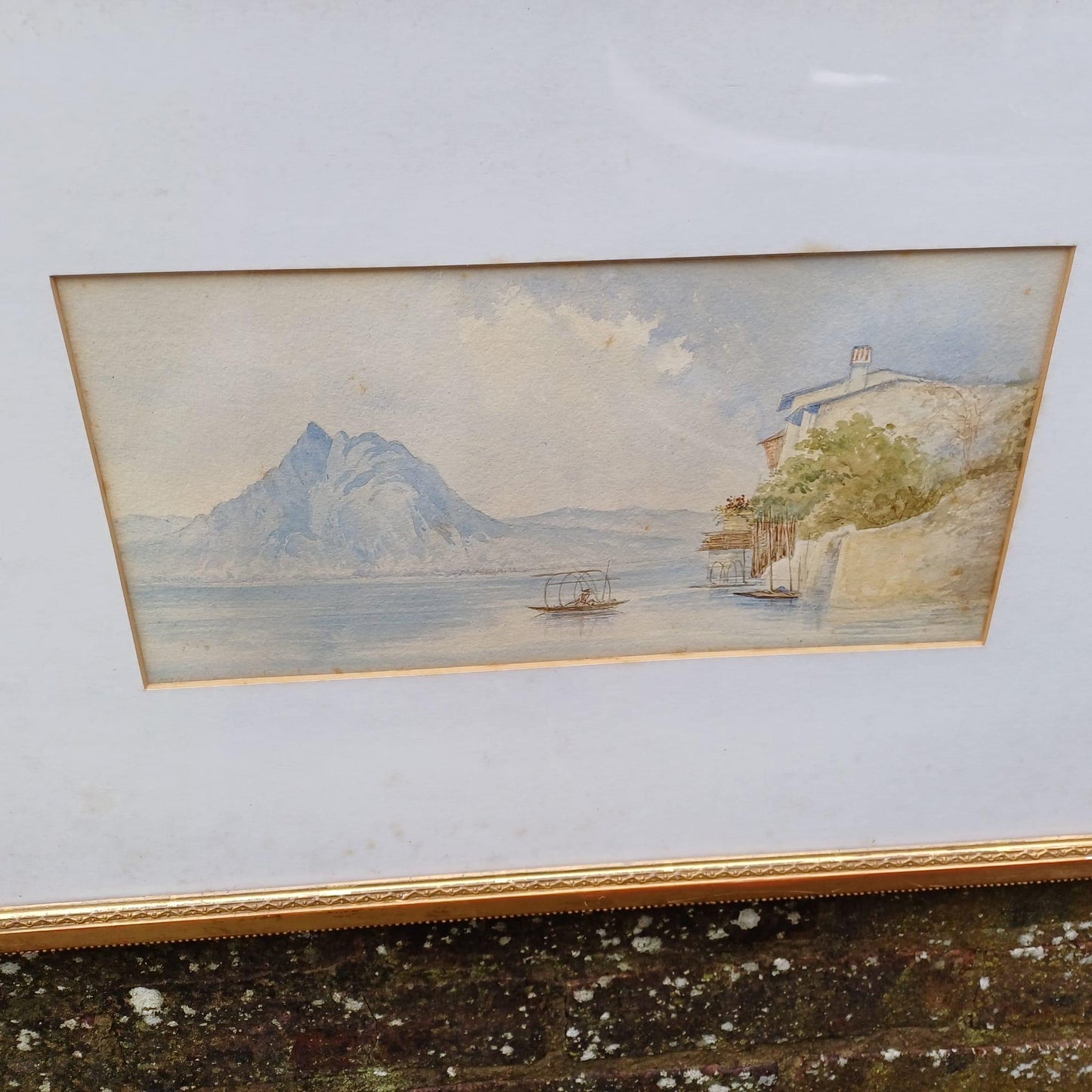Mid-Century Gilt Vintage Frame with glass, and a vintage water colour painting (61cm x 44cm)