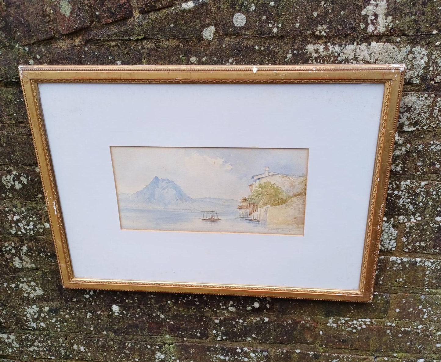 vintage gilt frame with glazing,and a landscape vintage watercolour painting