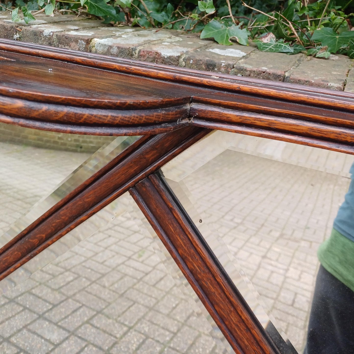 Rare Late Victorian Bevelled Wall Mirror Oak Frame 5Panel Glass Industrial Gothic Style Overmantel or Hanging Display FREE HAND Delivery