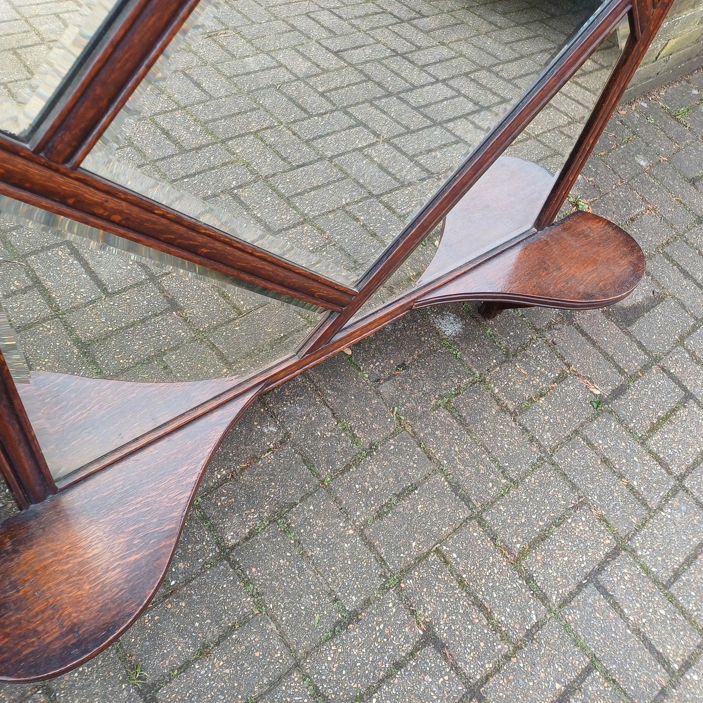 Rare Late Victorian Bevelled Wall Mirror Oak Frame 5Panel Glass Industrial Gothic Style Overmantel or Hanging Display FREE HAND Delivery
