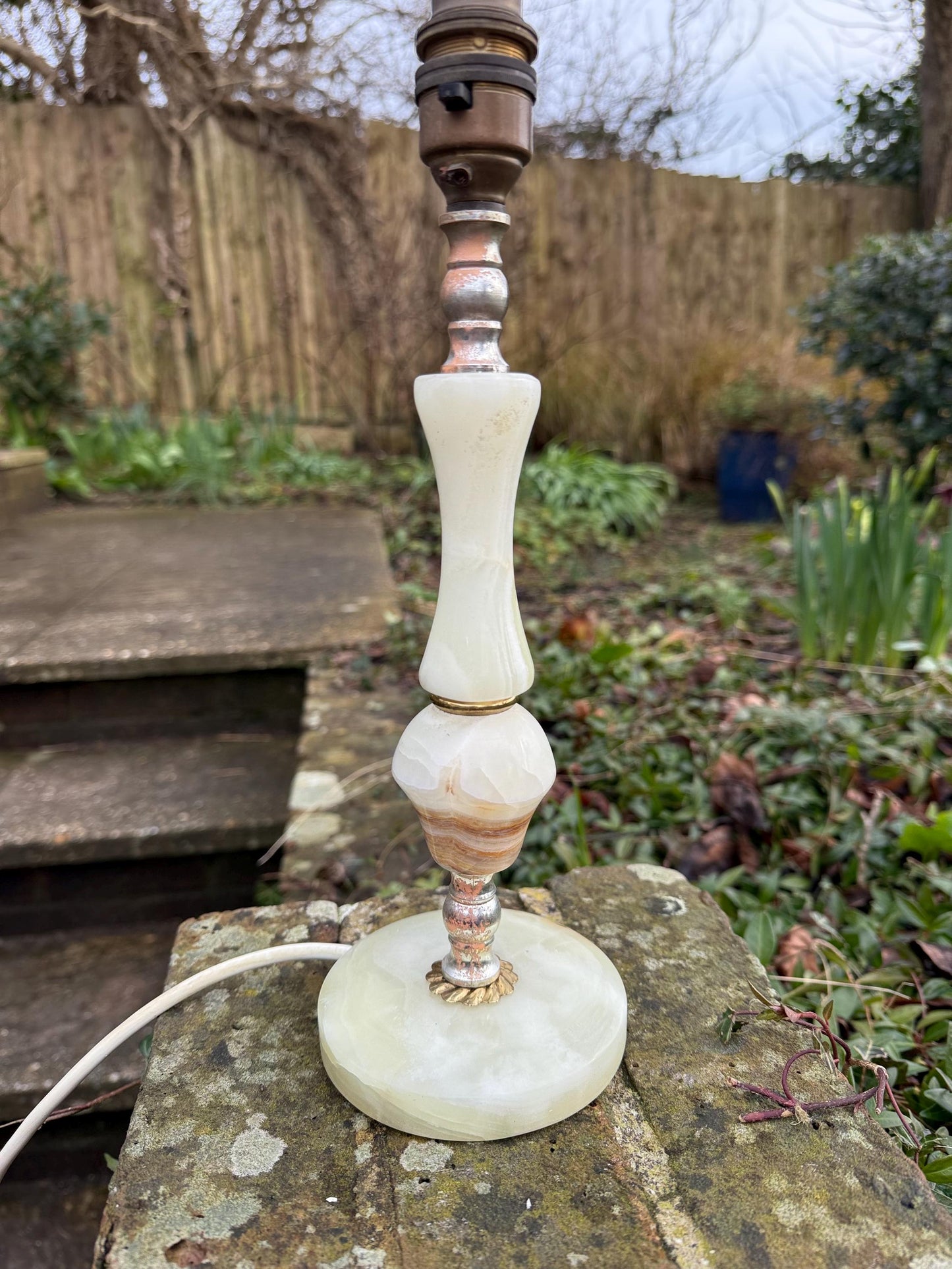 Classic retro onyx and metal vintage table lamp