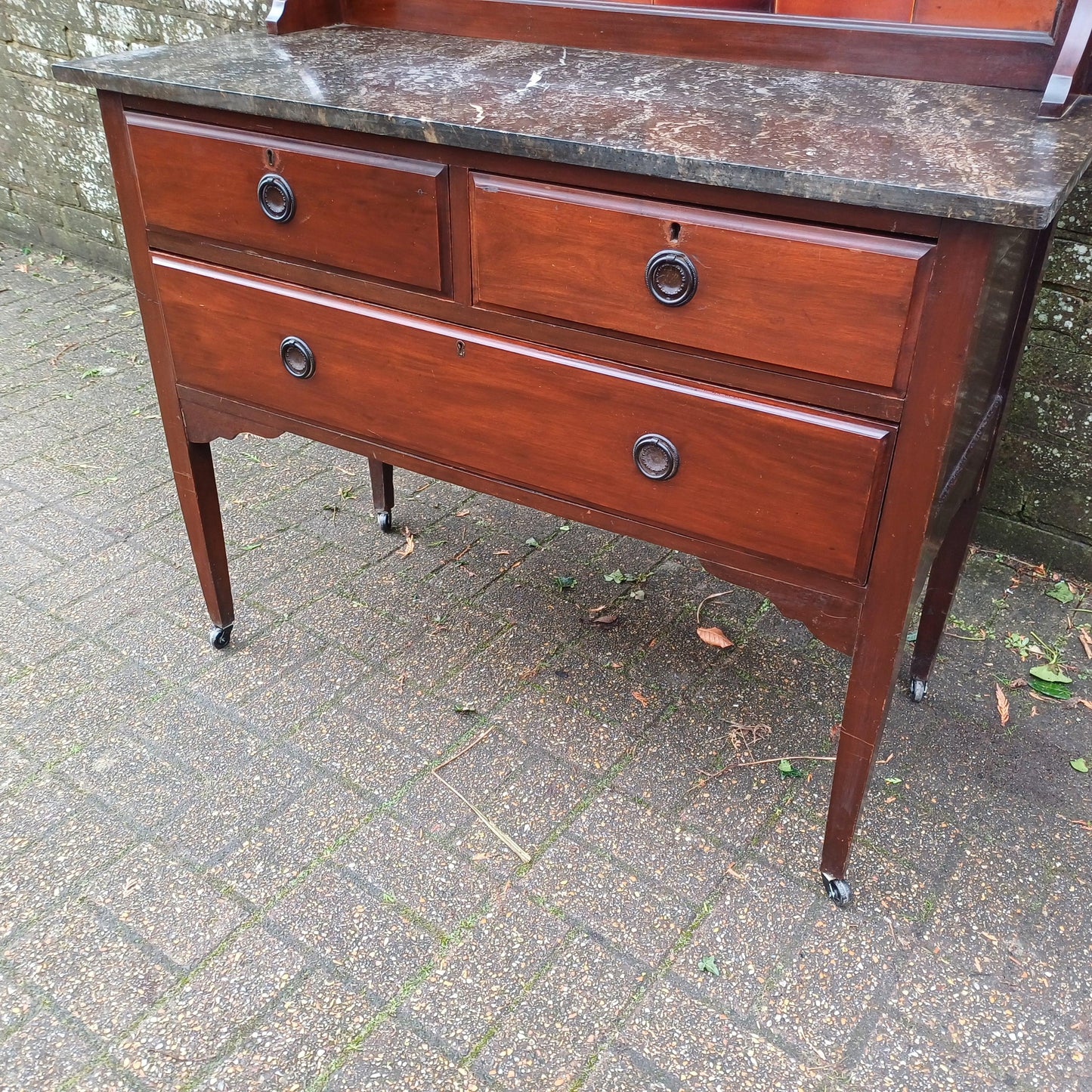 Magnificent Early 20th Century Washstand Marble Top Art Nouveau Tiles Drawers FREE HAND Delivery Bathroom Sink Vanity Unit
