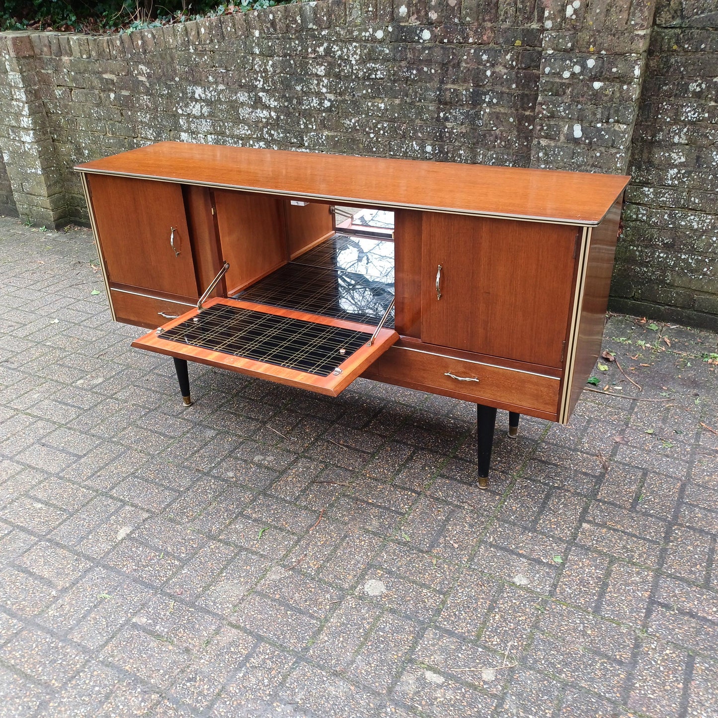 Mid-Century Vintage Retro French Cocktail Sideboard with Illuminated Bar Section FREE HAND Delivery.